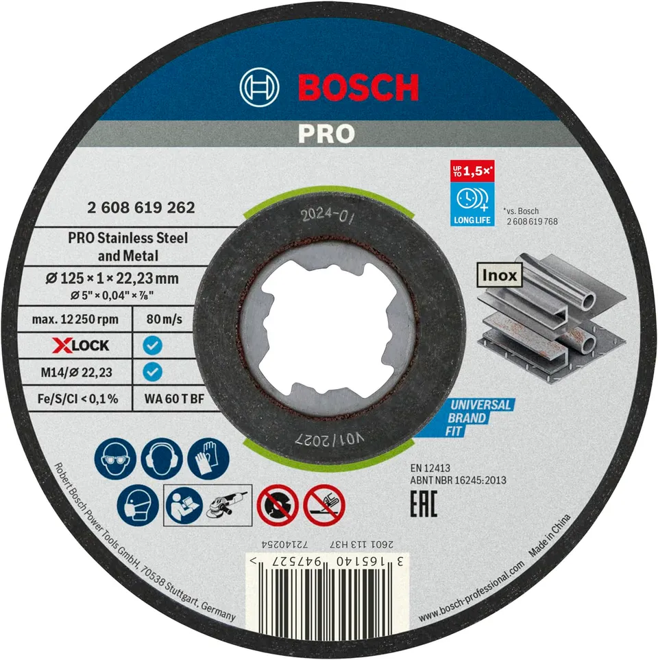 Bosch Disques disque à tronçonner inox 125x1 mm X-Lock x10