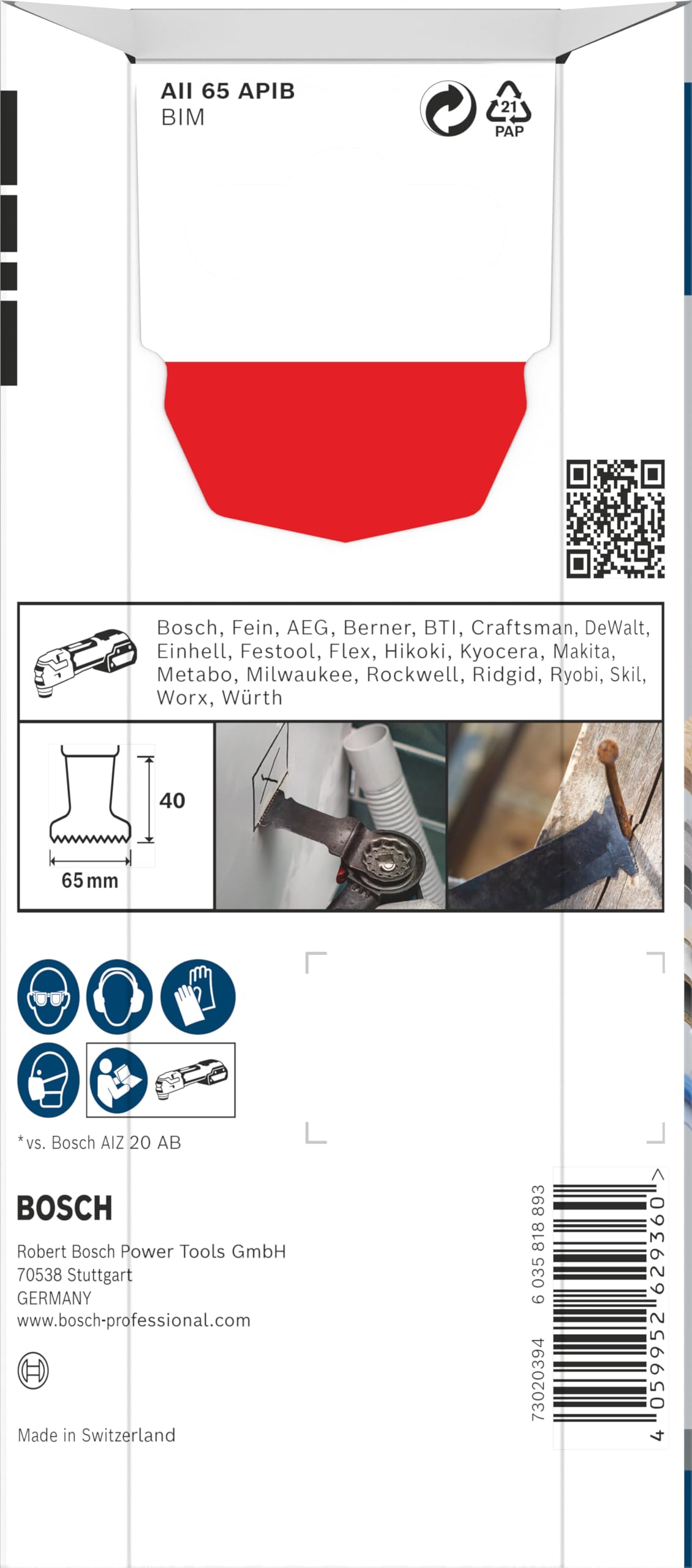 Bosch PRO AII 65 APIB lame outil multifonction 5 pcs bois métal