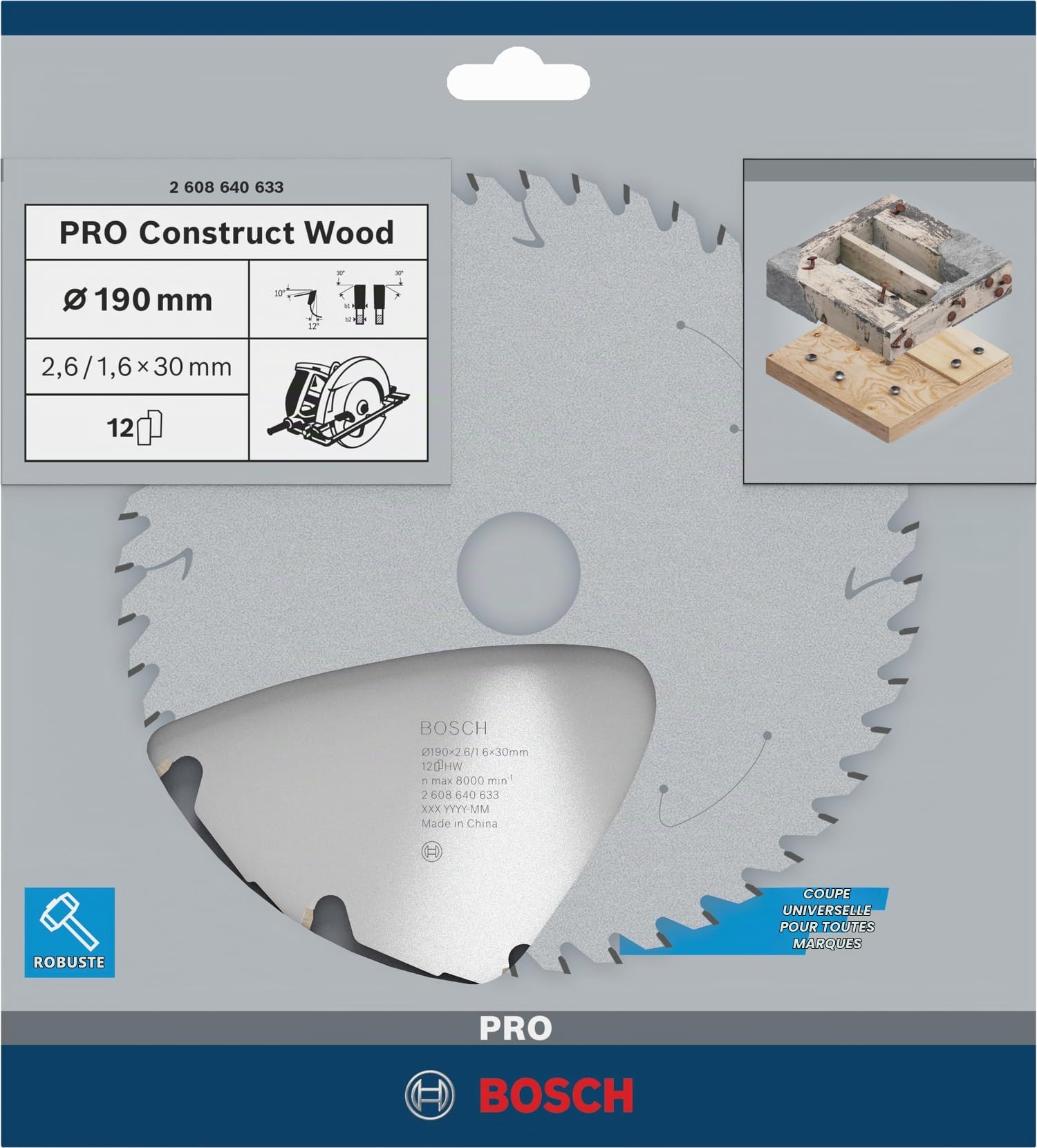 Bosch Construct Wood lame circulaire 190x30 mm 12 dents