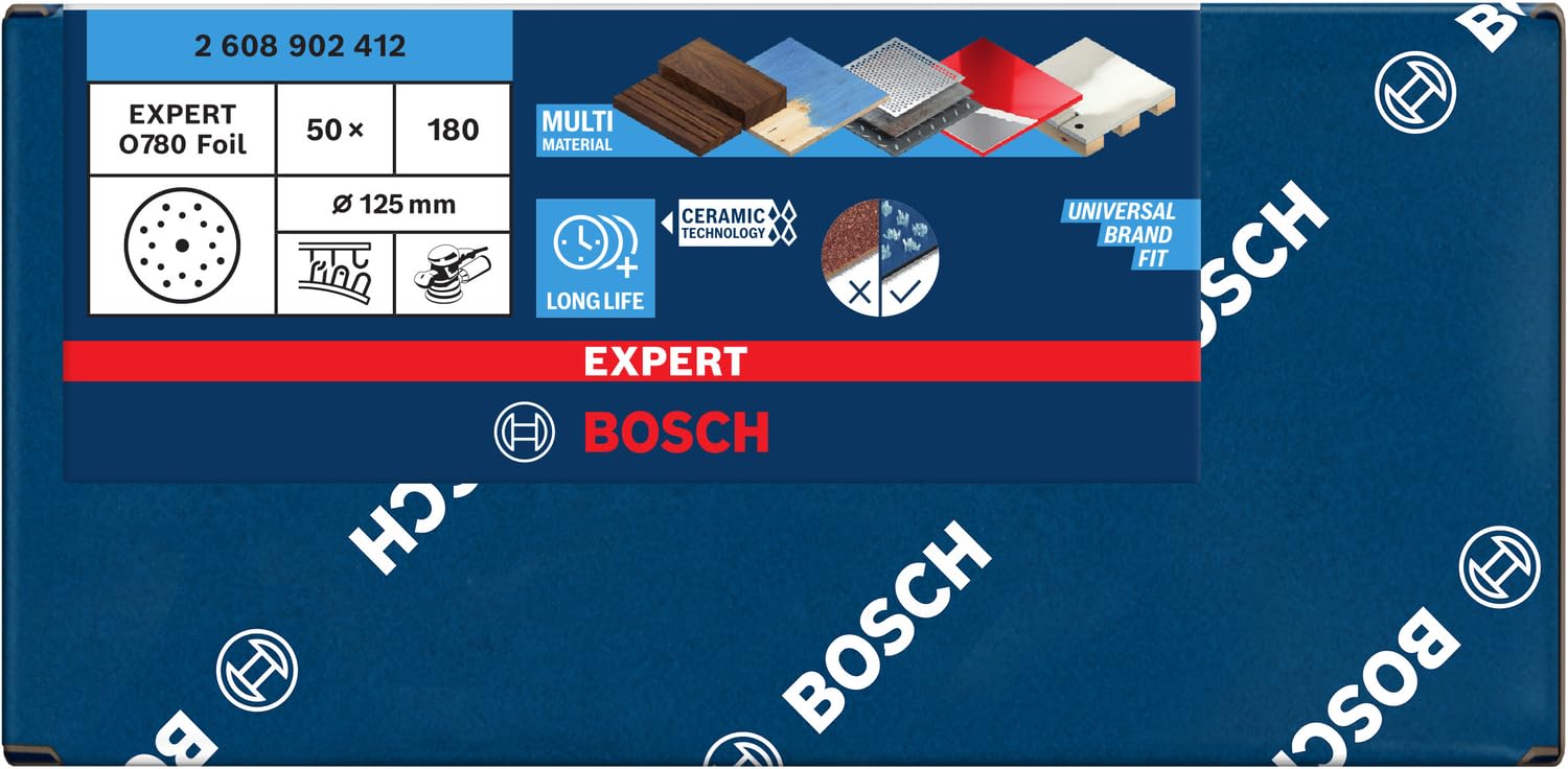 Bosch Expert O780 disque abrasif 125 mm grain 180 lot 50
