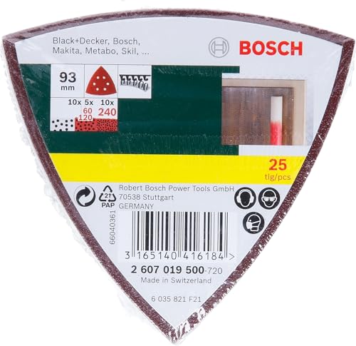 Bosch Abrasifs 2607019500 feuilles abrasives Delta grain 60-240 lot 25