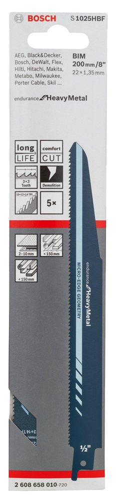 Bosch S 1025 HBF lame scie sabre métal lot 5