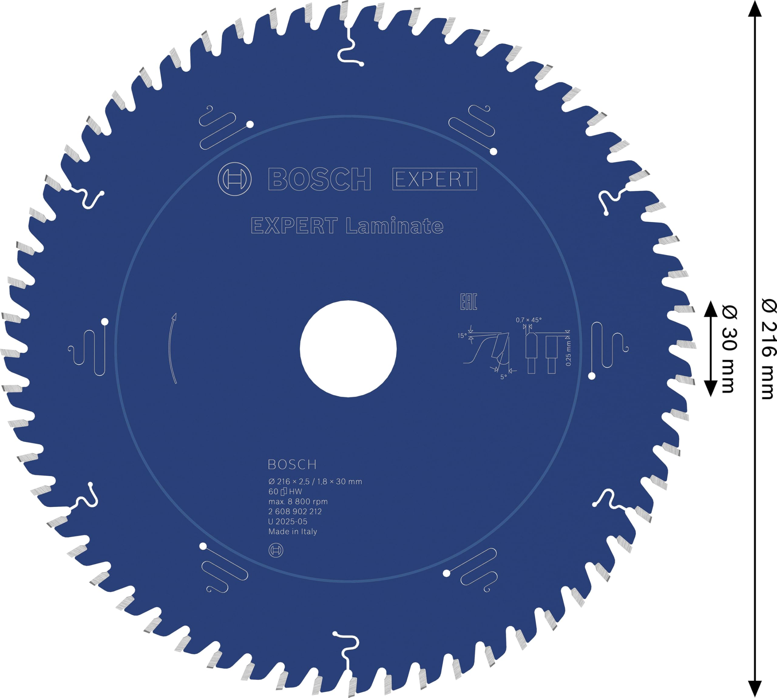 Bosch EXPERT Laminate lame scie circulaire 216x30 T60