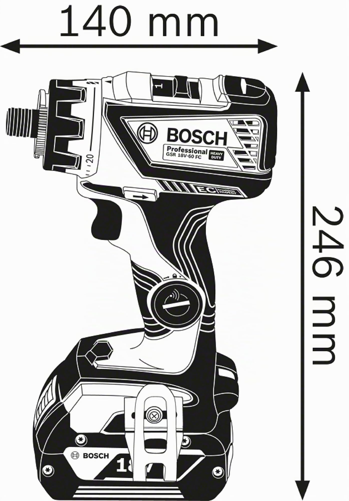 Bosch Perceuse-visseuse GSR 18V-60 FC FlexiClick L-BOXX