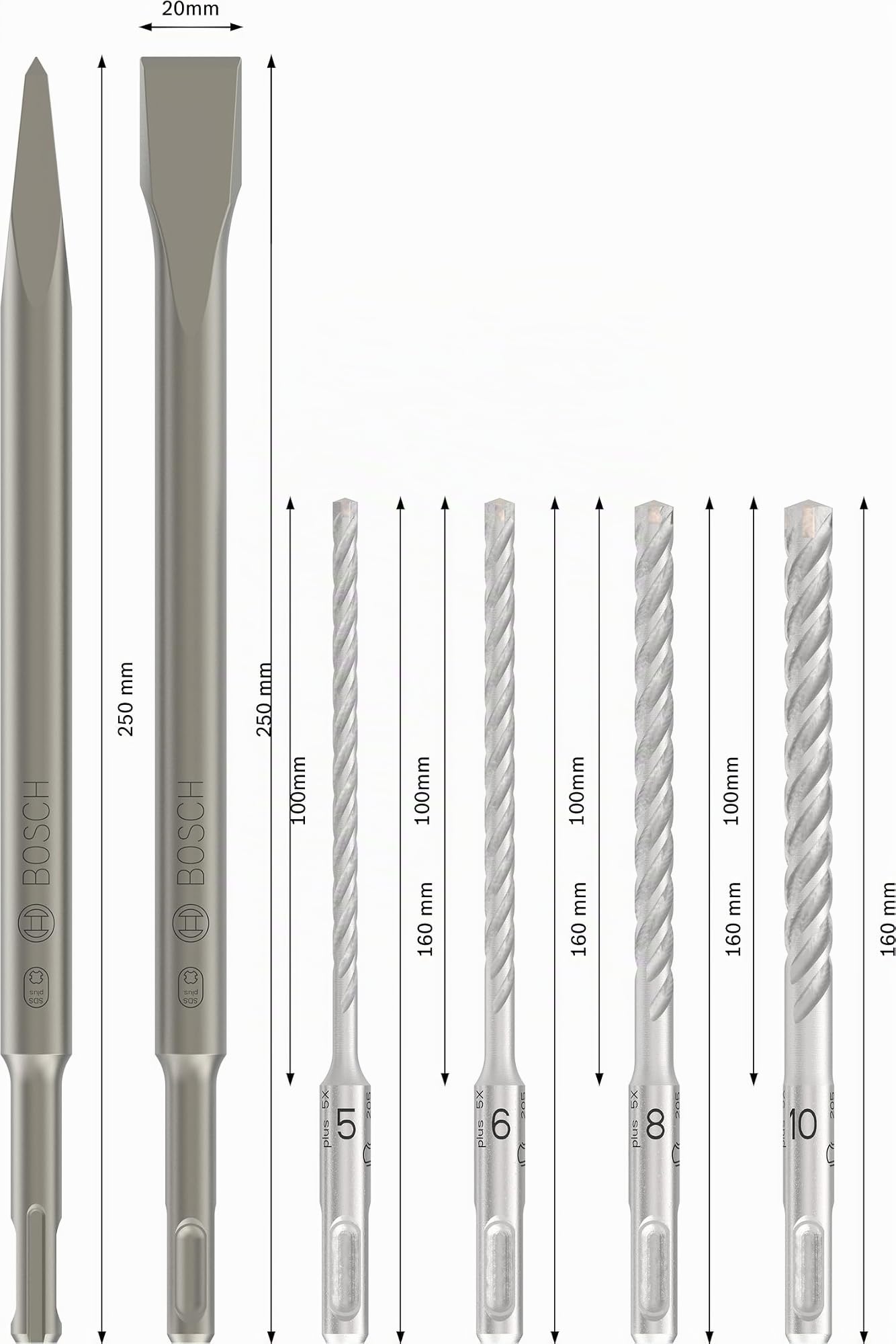 Bosch SDS plus-5 coffret forets burins béton 6 pcs