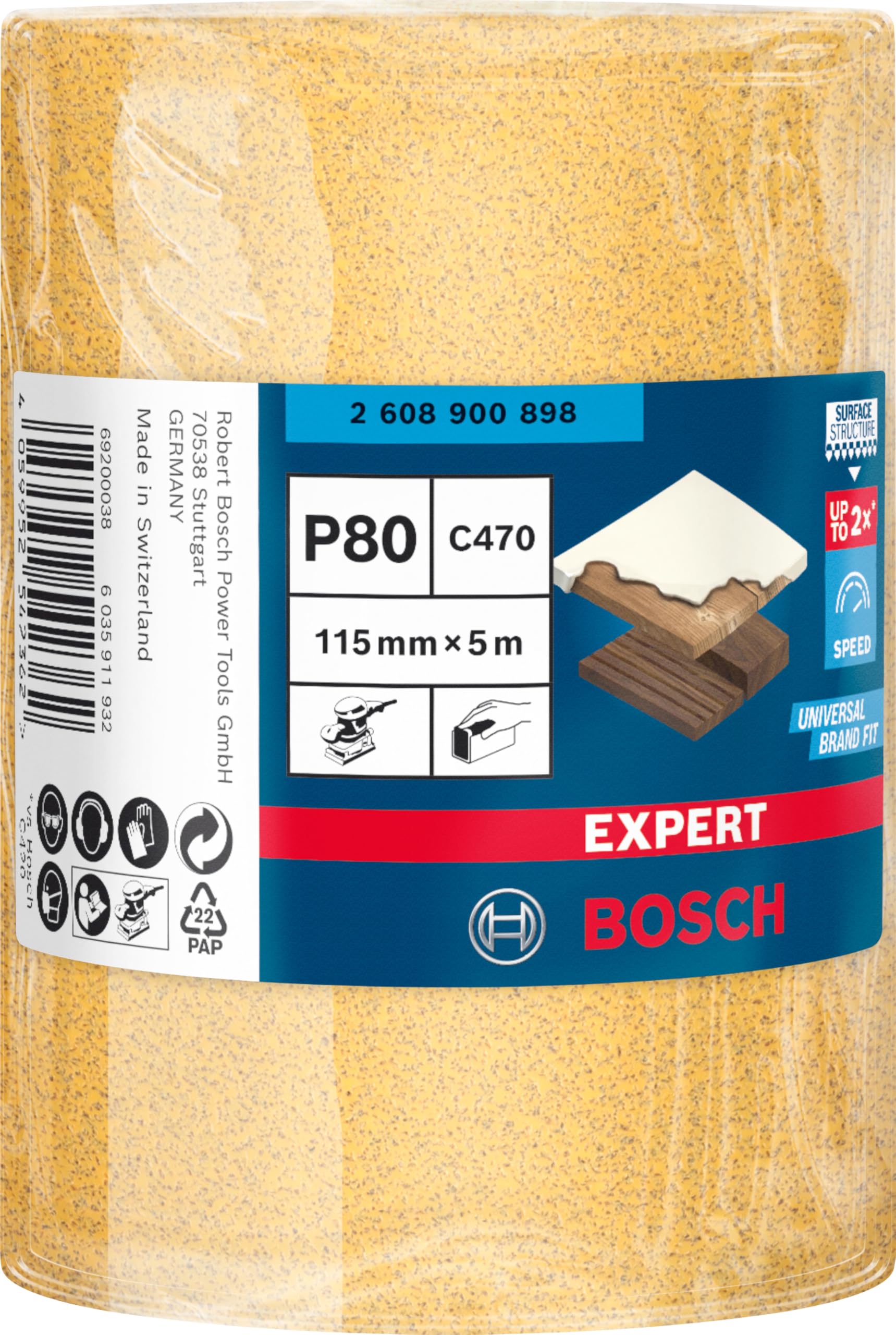 Bosch EXPERT C470 Rouleau abrasif 115mm 5m grain 80
