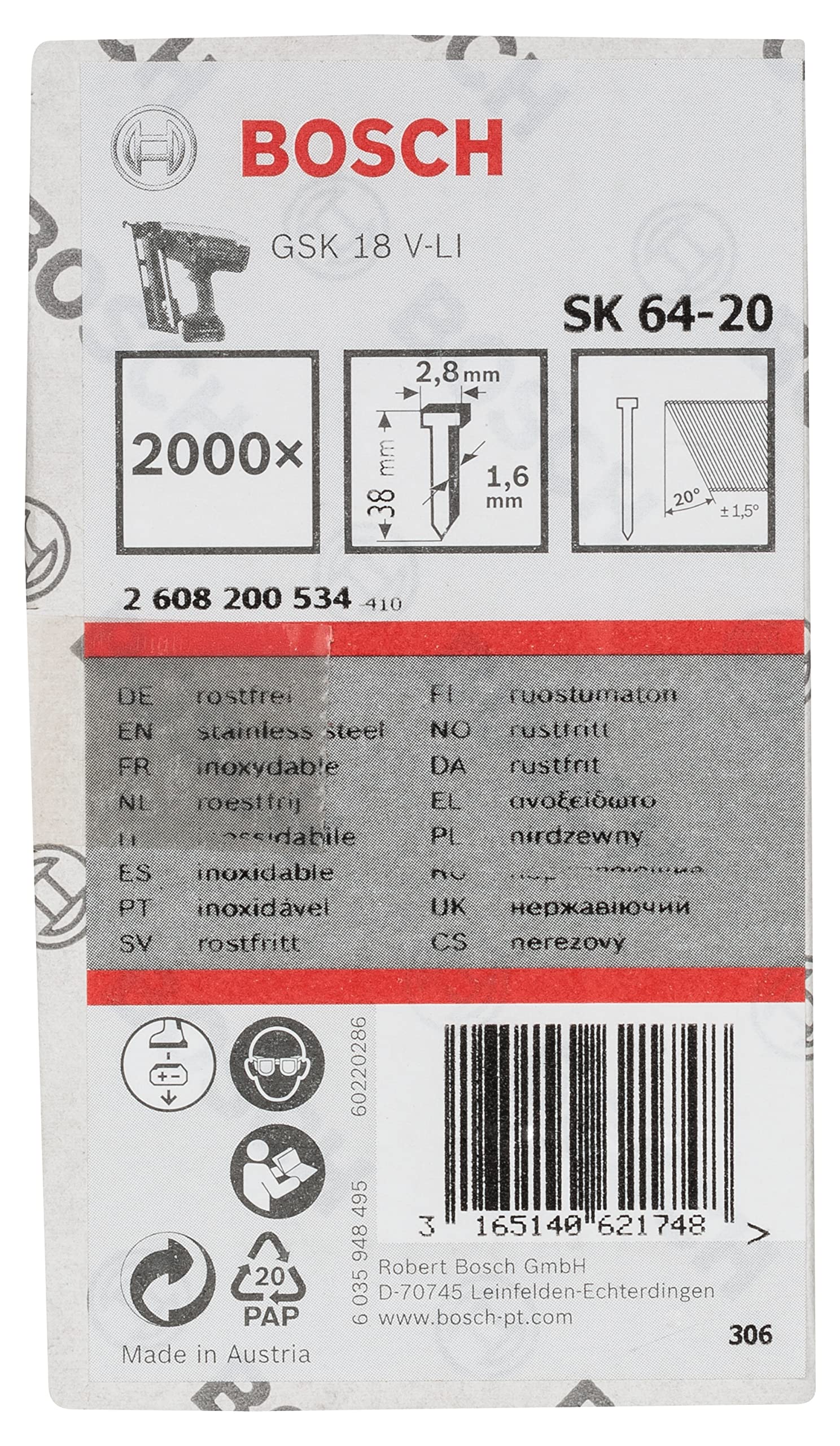 Bosch PRO Clou Finition FN16-20 32 mm x2000