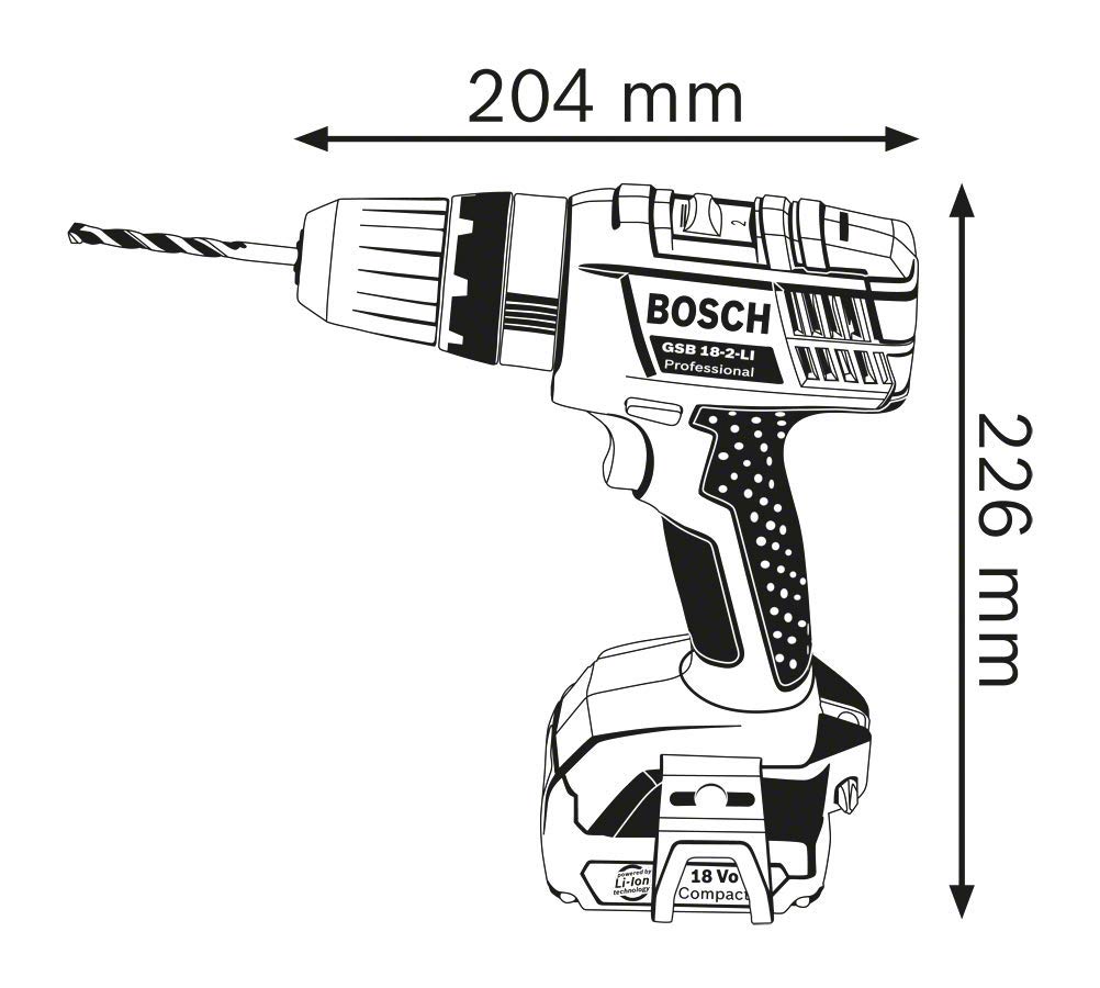 Bosch Professional GSB 18-2-LI Perceuse 18V 2x2Ah