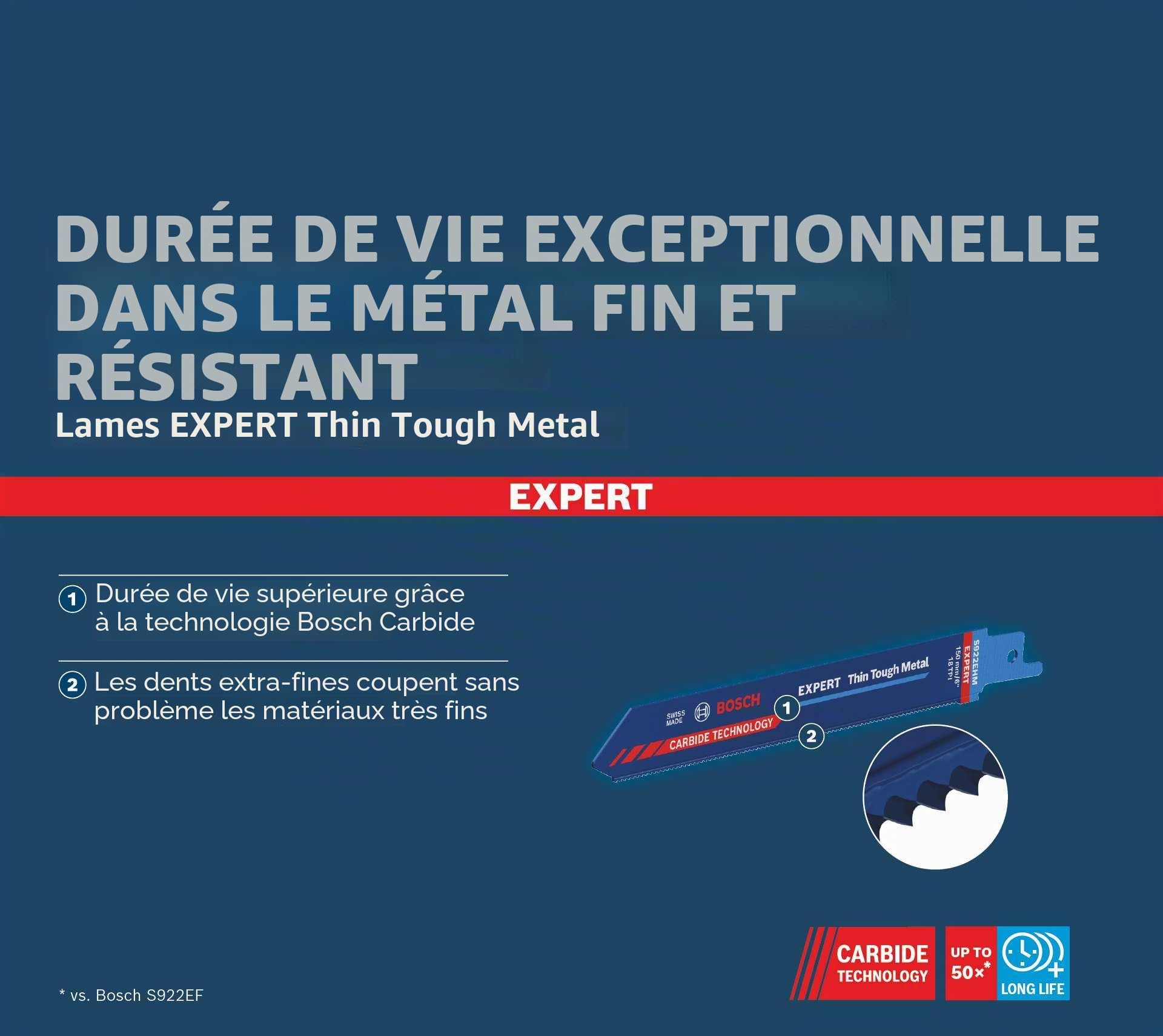 Bosch EXPERT S922EHM lame scie sabre carbure 150mm métal fin