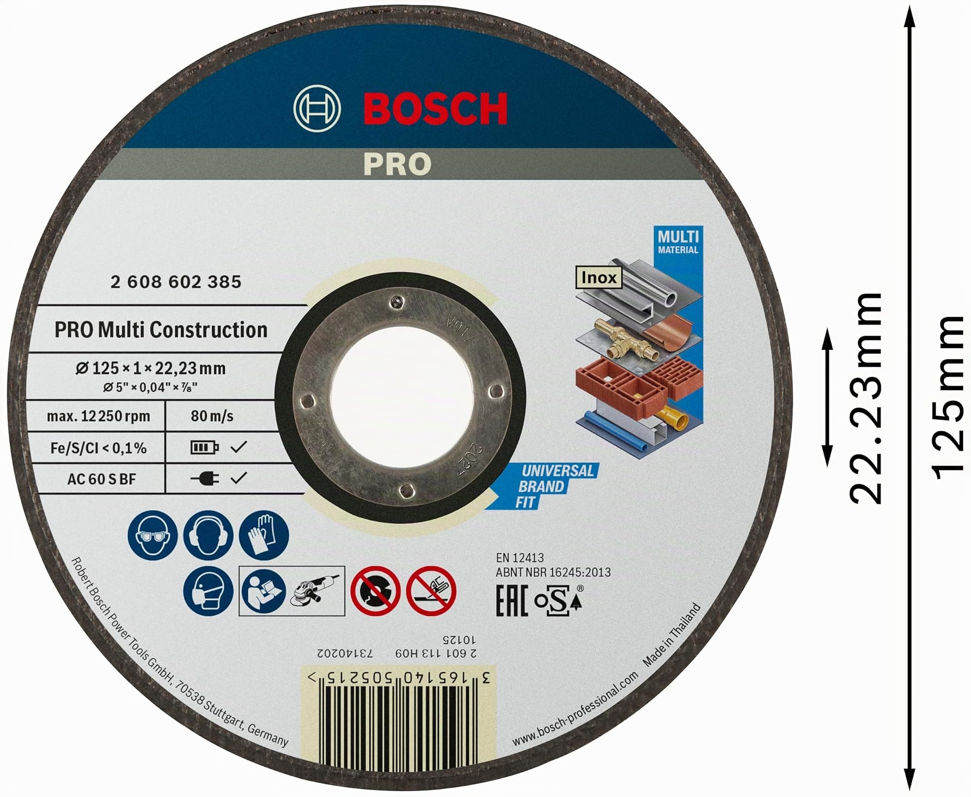 Bosch Pro Multi Material disque à tronçonner 125 mm x1 inox