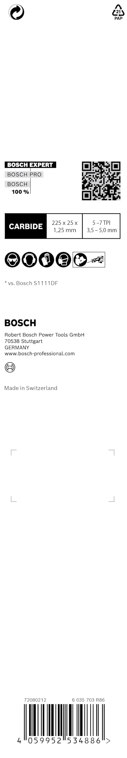 Bosch EXPERT S1167XHM lame sabre 225 mm carbure