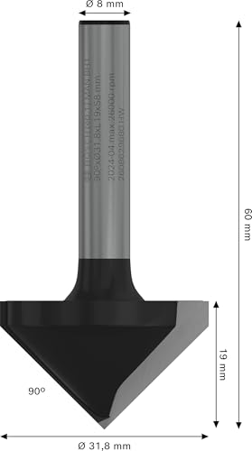 Bosch Pro fraise à rainurer en V 90° 31,8 mm queue 8 mm