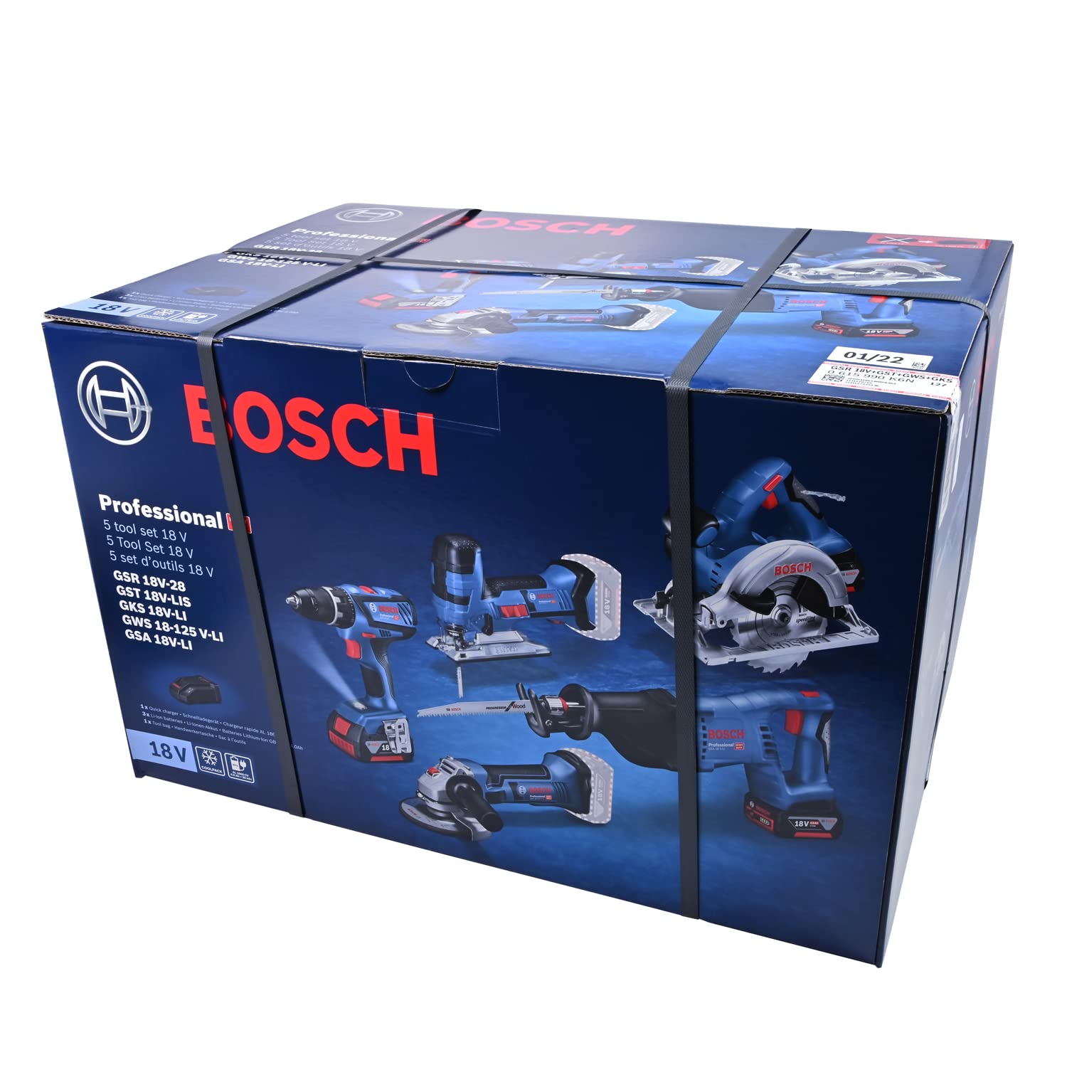 Bosch Professional 18V set 5 outils 3x4,0Ah perceuse scies