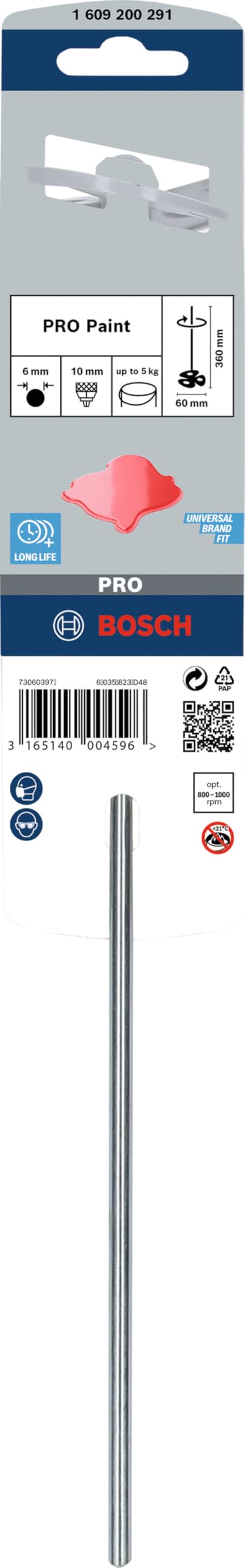 Bosch Malaxeur peinture 60 mm queue 6 mm 1-5 kg 1609200291