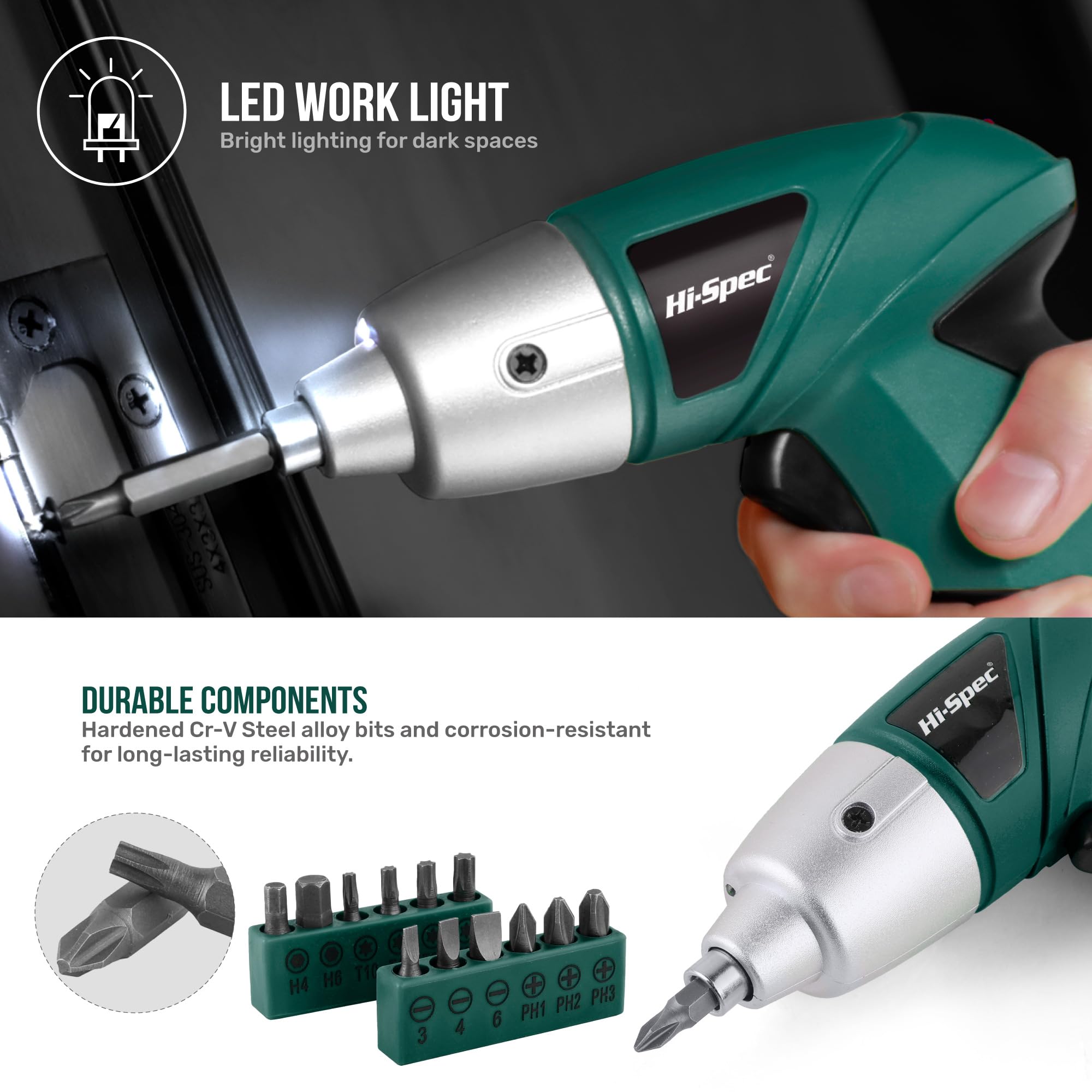 Hi-Spec Cordless Screwdrivers visseuse 3,6V rose+vert 2x19 pcs