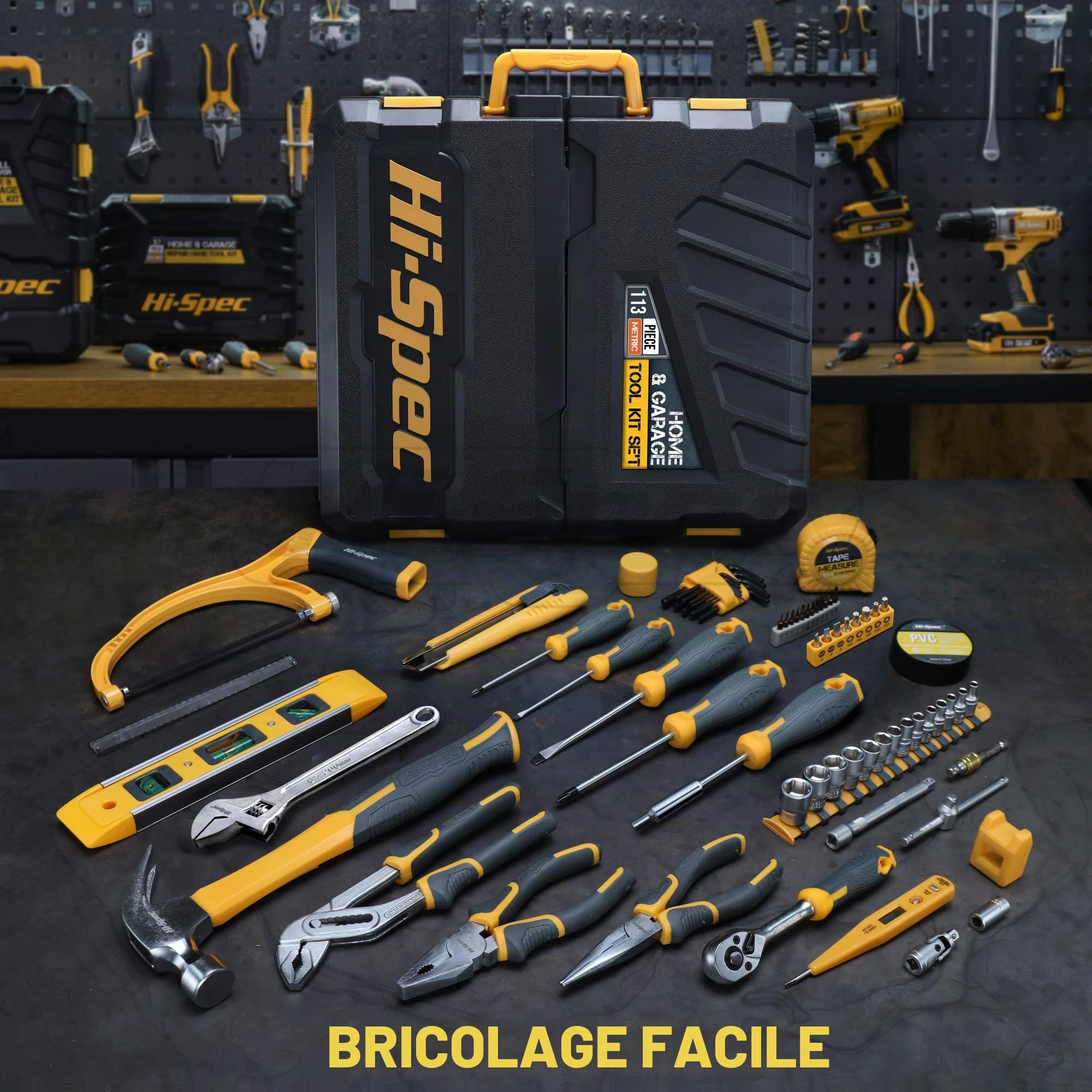 Hi-Spec Tool Kits coffret outils 113 pièces maison