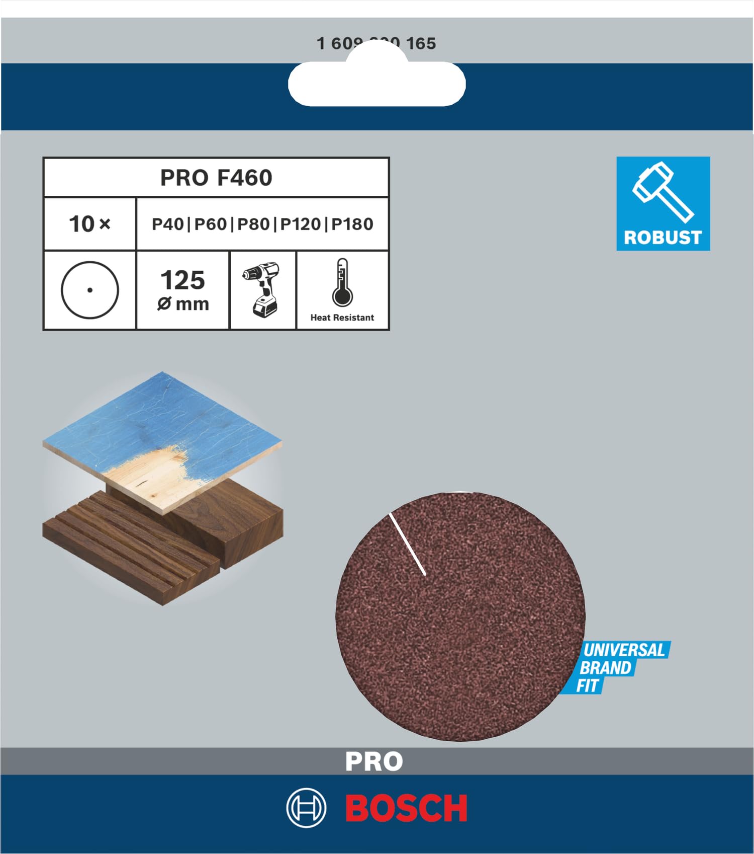 Bosch PRO F460 disque abrasif 125 mm 10 pcs grains mixtes