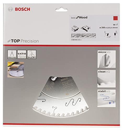 Bosch Top Precision Lame Scie Circulaire 250x30mm 60 Dents Bois