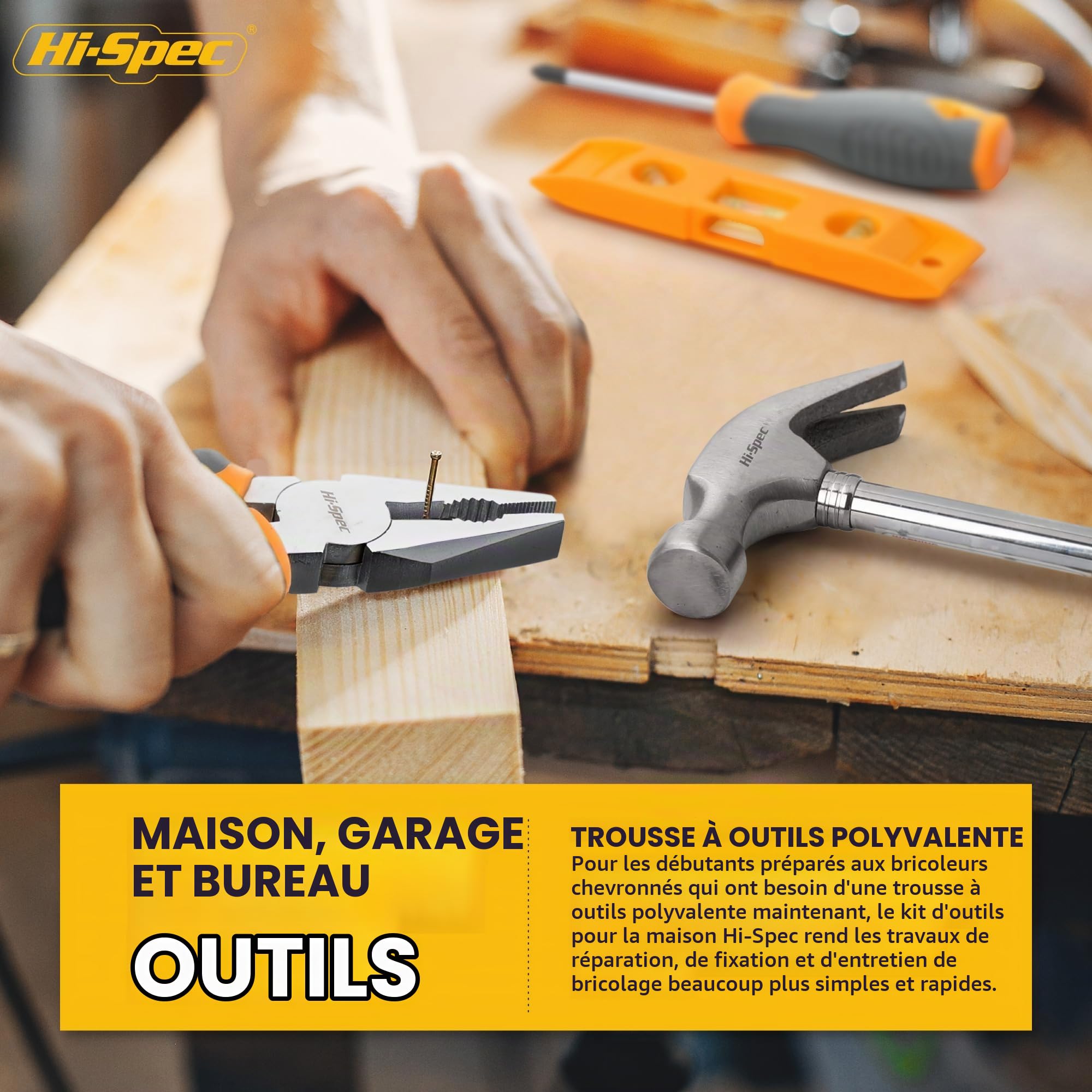 Hi-Spec Drill Drivers Perceuse 18V jaune coffret 30 pièces