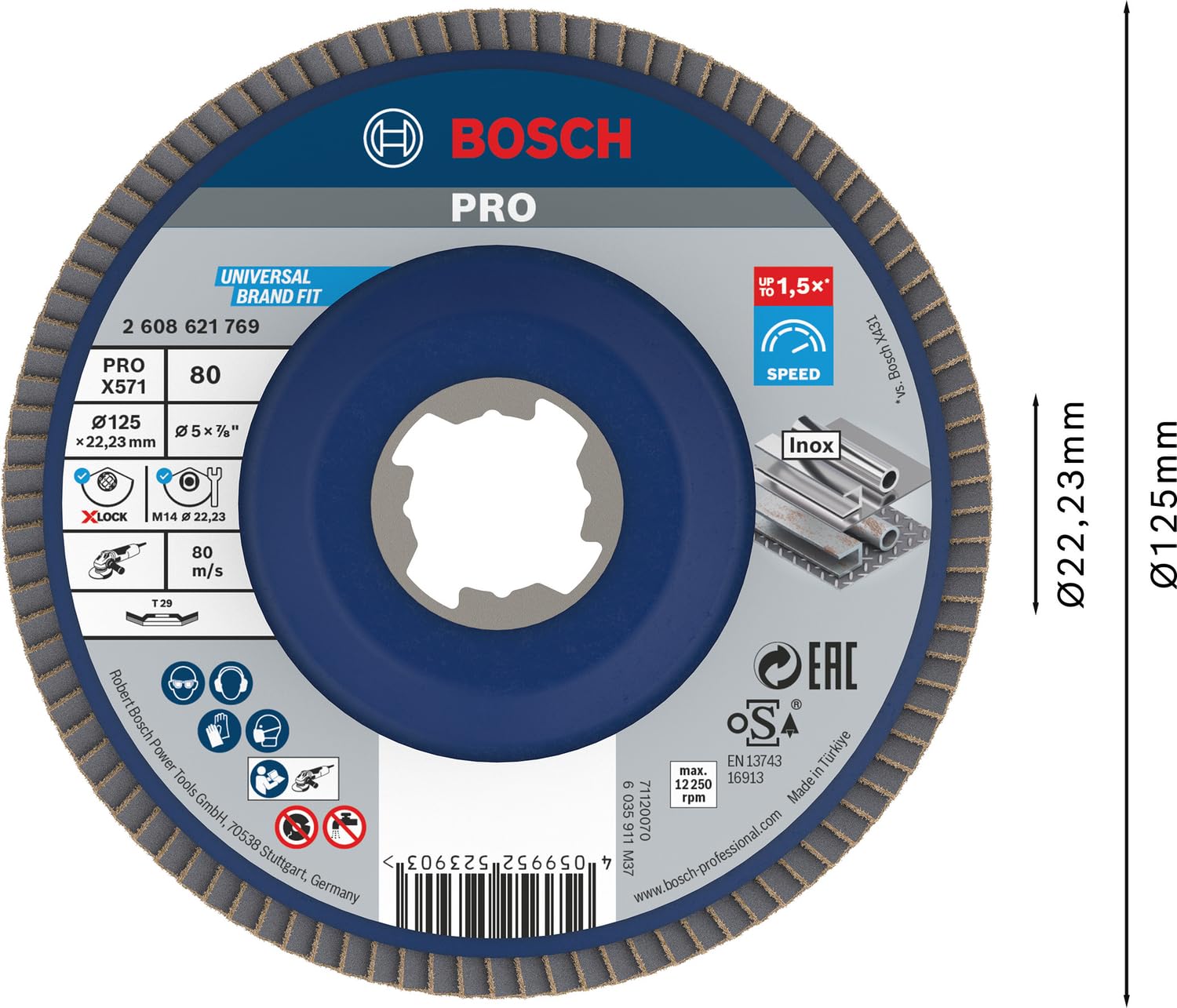 Bosch PRO X571 plateau à lamelles X-Lock 125 mm G80