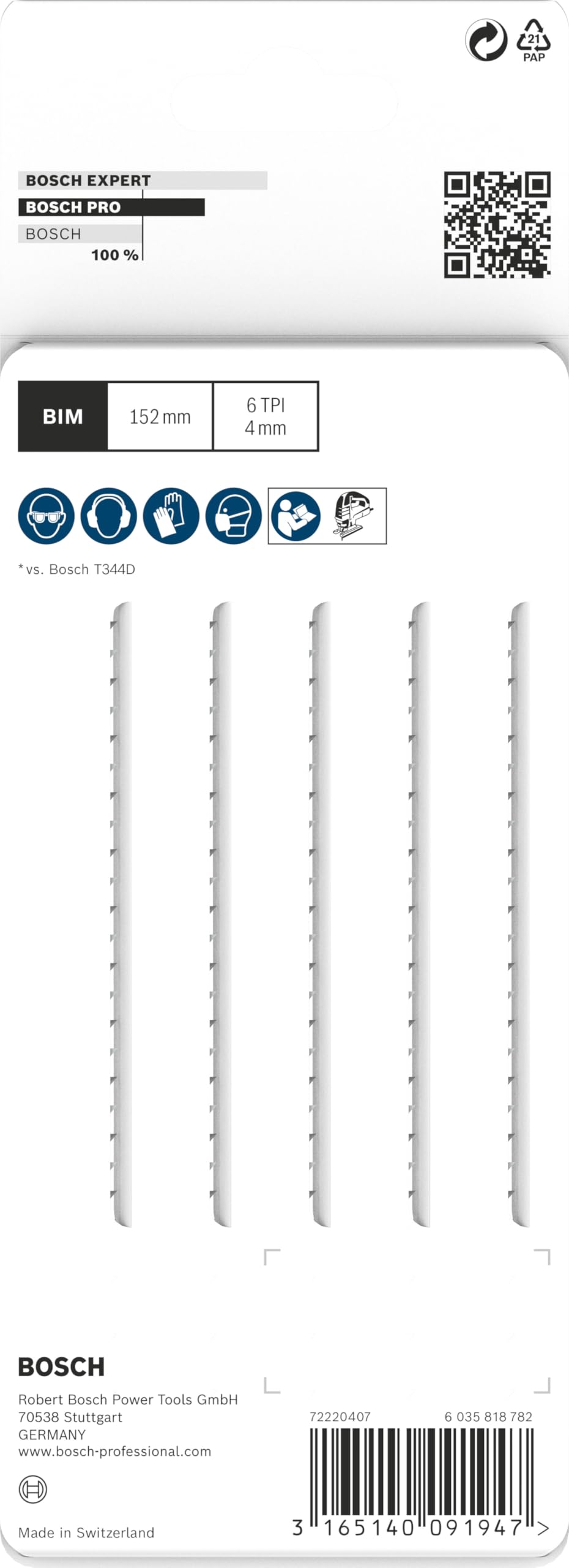 Bosch PRO Hardwood T344DF lame scie sauteuse bois dur x5