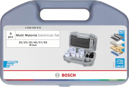 Bosch Multi Material Coffret scies trépans 9 pièces bois métal