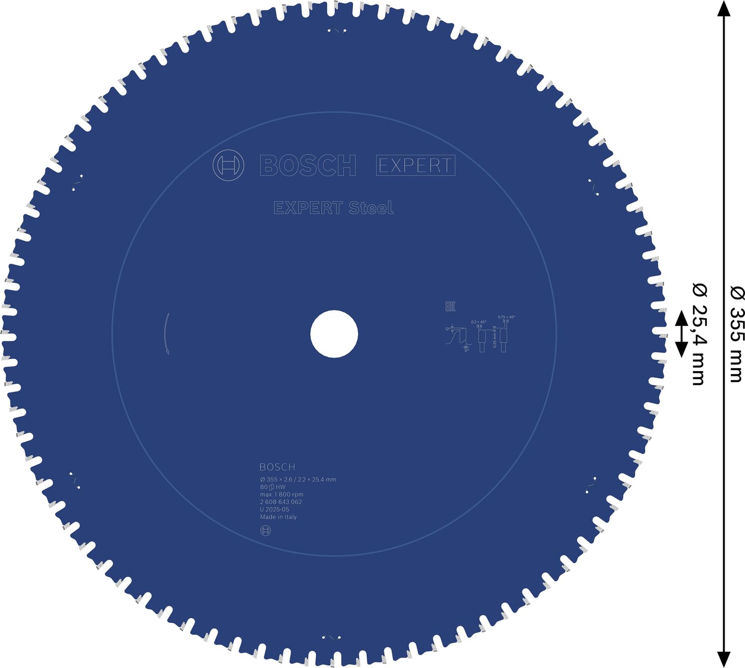 Bosch EXPERT Steel lame scie 355 mm 80 dents acier