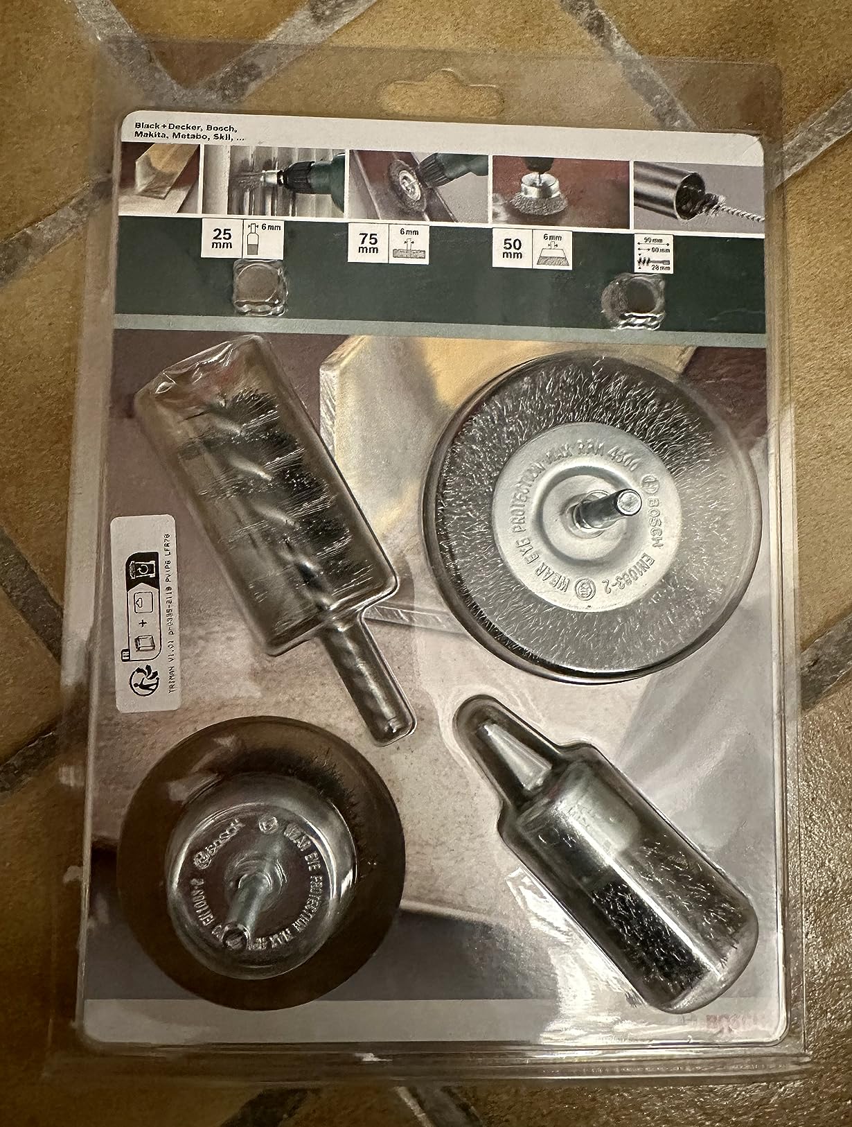 Bosch 2609256553 lot 4 brosses métalliques acier
