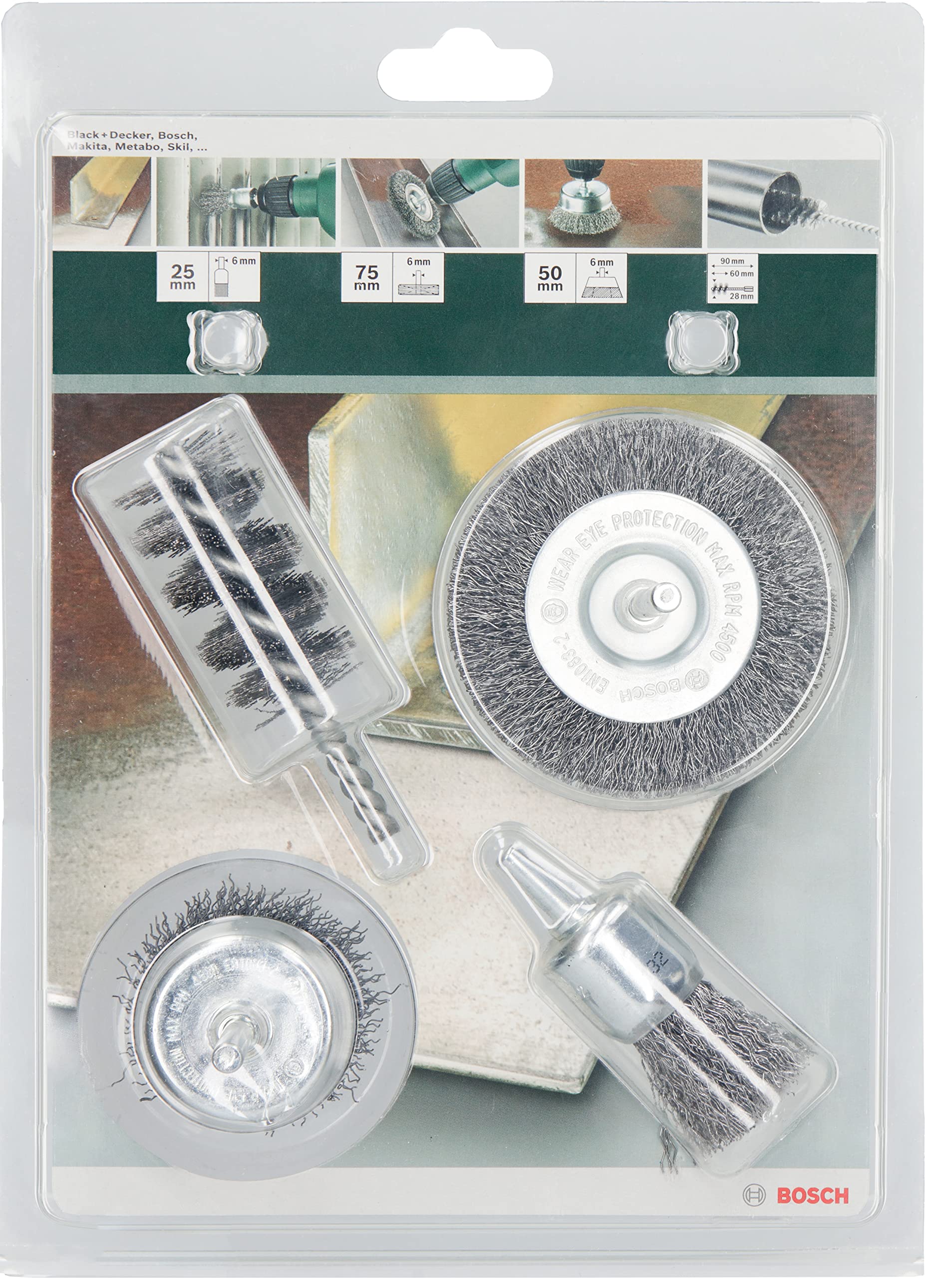 Bosch 2609256553 lot 4 brosses métalliques acier