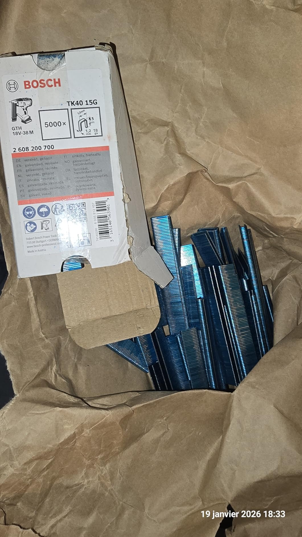 Bosch PRO NC18 agrafes à tête étroite 35 mm lot 5000