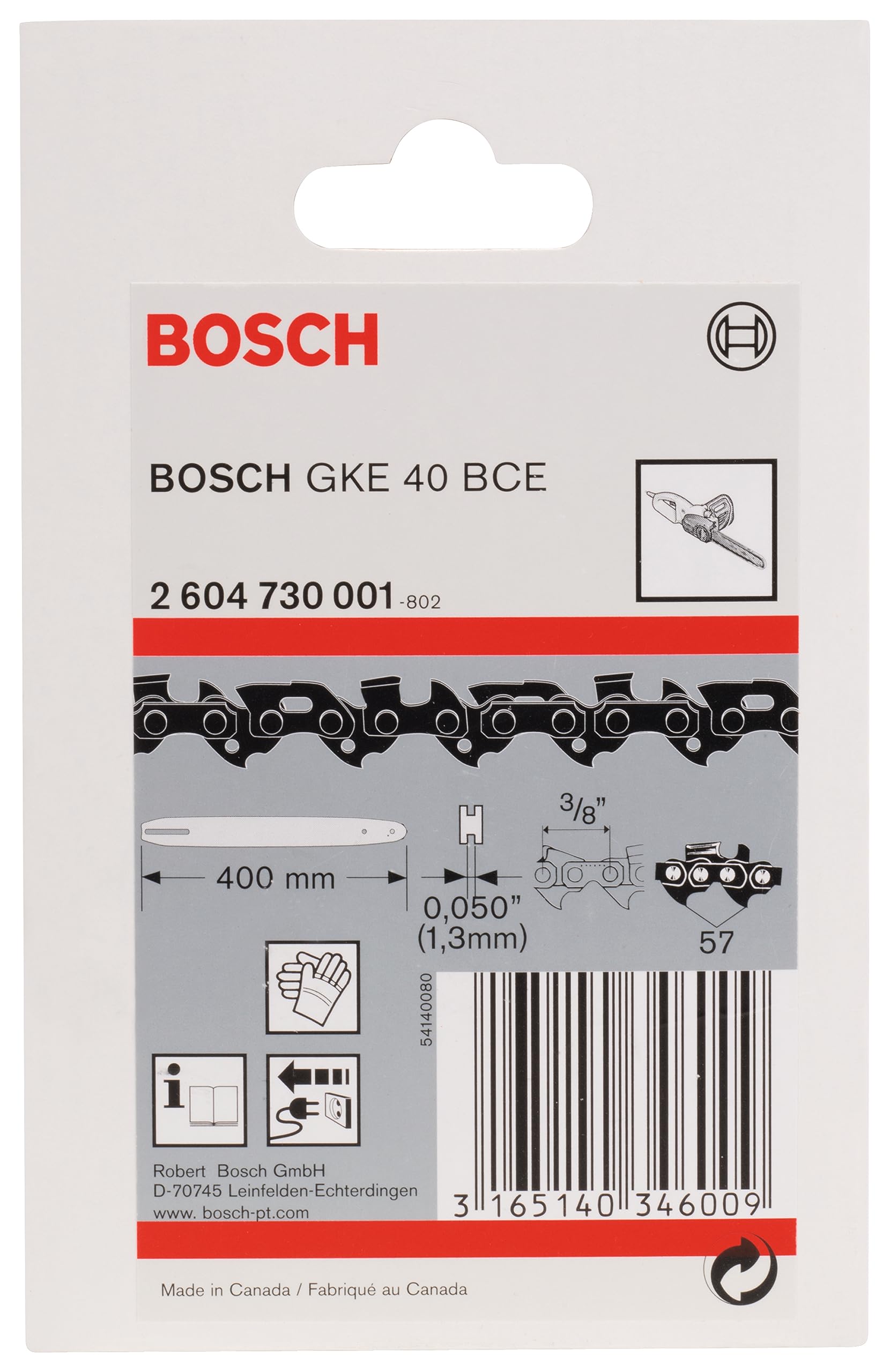 Bosch 2604730001 chaîne tronçonneuse 400mm GKE 40 BCE