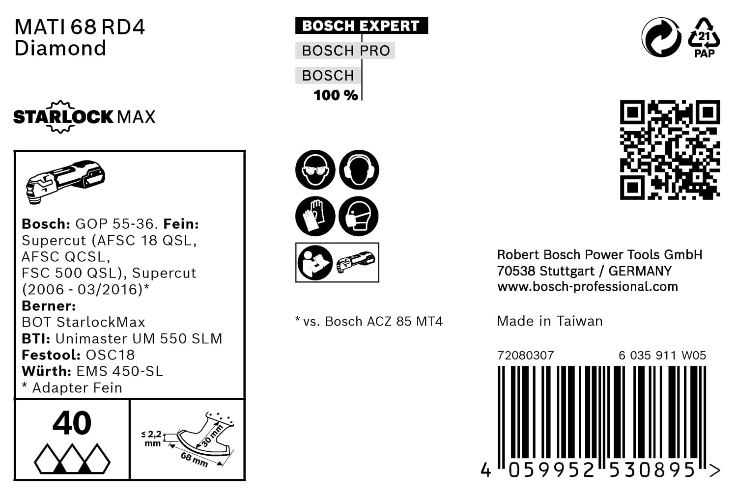 Bosch EXPERT MATI 68 RD4 lame multifonction 68mm x10 joint