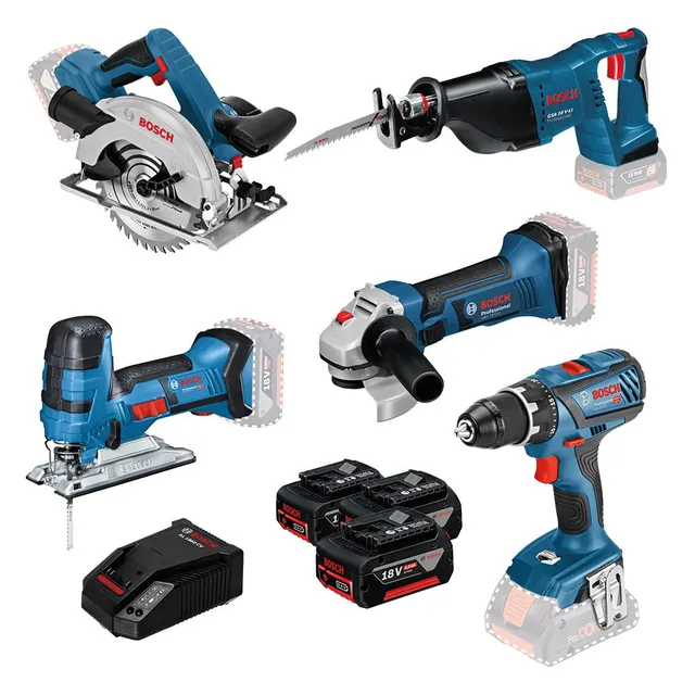 Bosch Professional 18V set 5 outils 3x4,0Ah perceuse scies