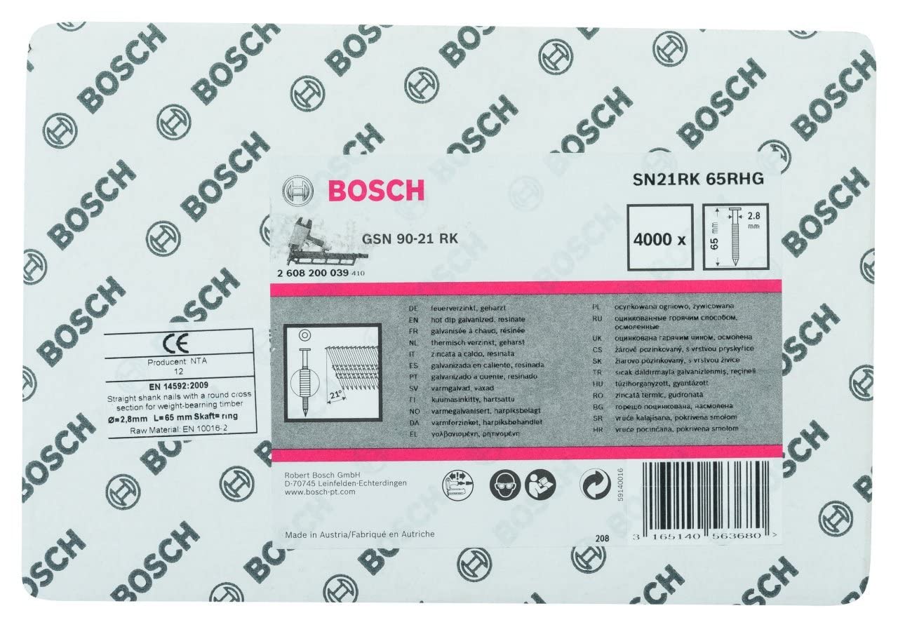 Bosch PRO SN21FH RG Clous Bande 75 mm Boîte 3000 Bois