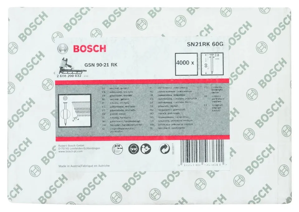 Bosch PRO SN21FH clous en bande 21° 60 mm 2,8 mm