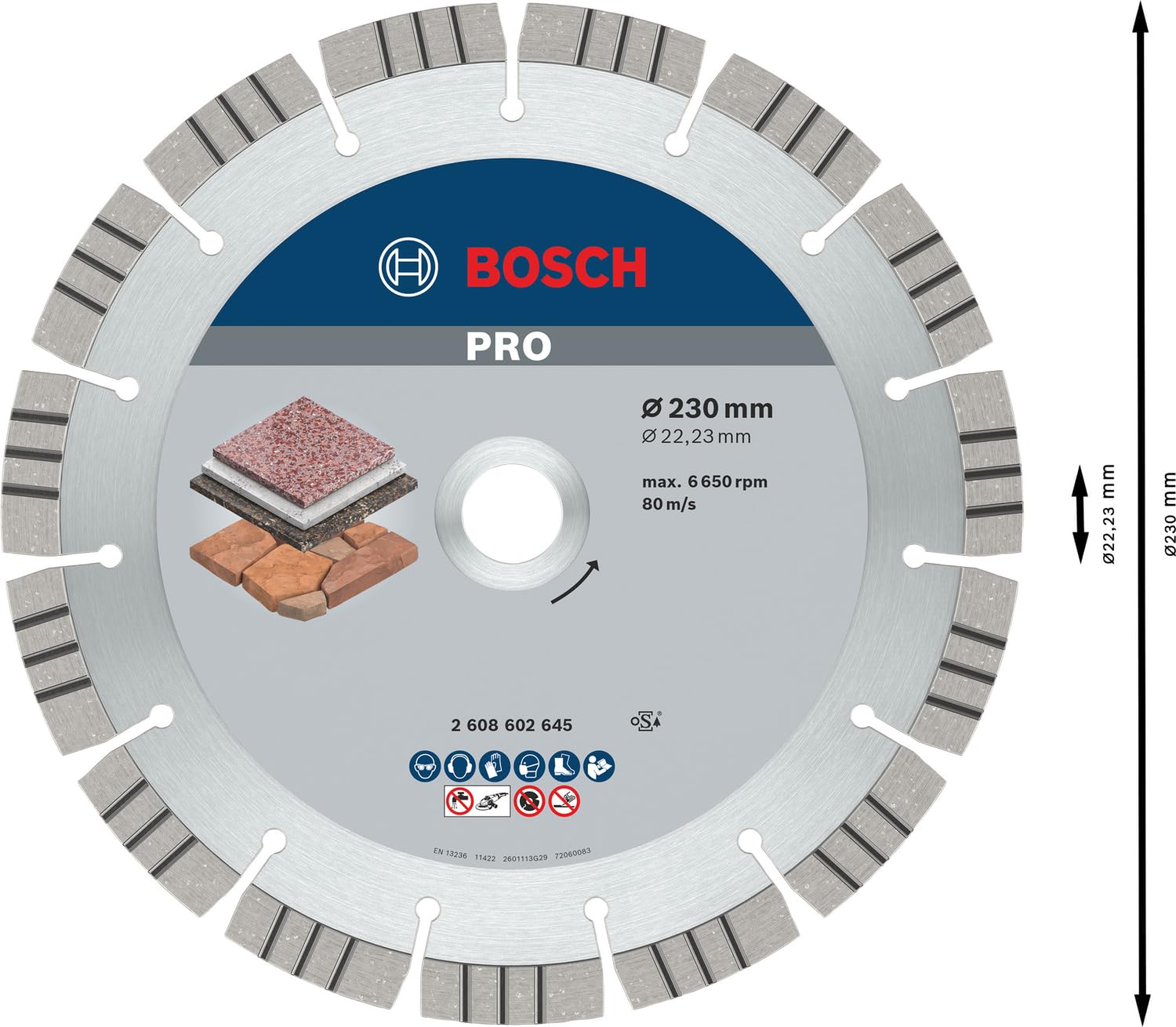 Bosch PRO Stone Disque diamant pierre 230 mm