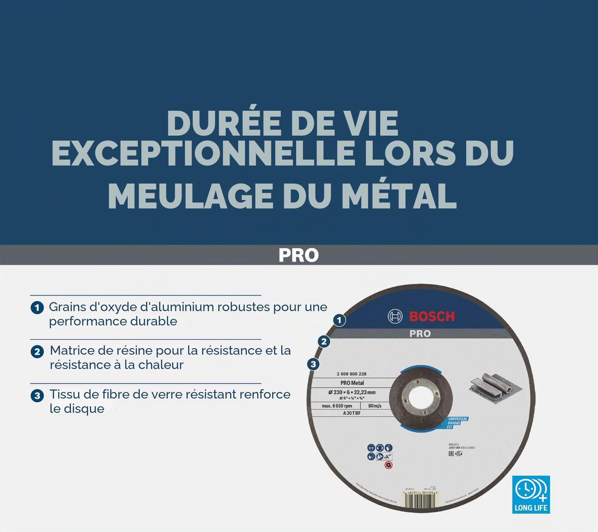Bosch PRO Metal disque meulage Ø180mm acier 22,23mm
