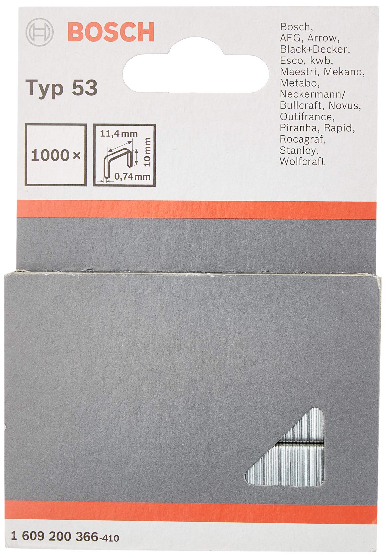 Bosch Agrafes fil fin 53/10 10 mm x1000 tissu