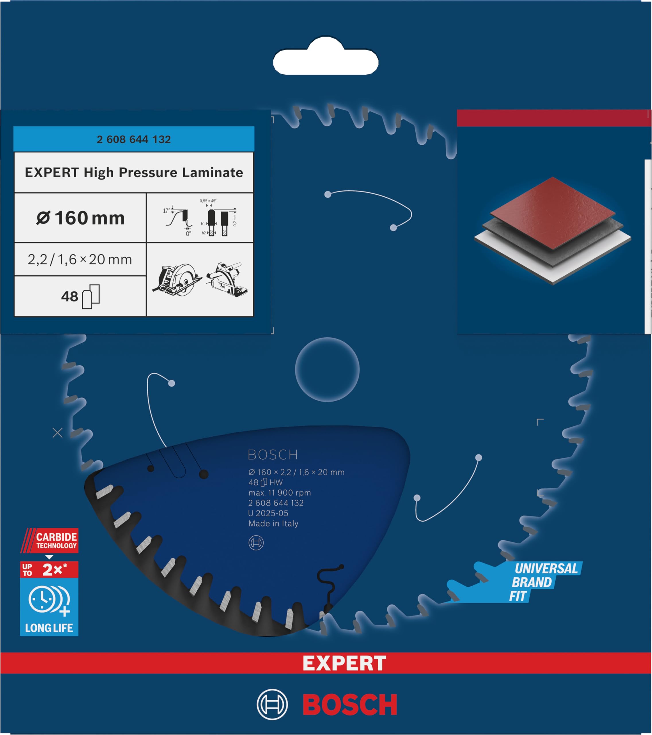 Bosch Expert Lame scie circulaire 160x20mm T48 stratifié