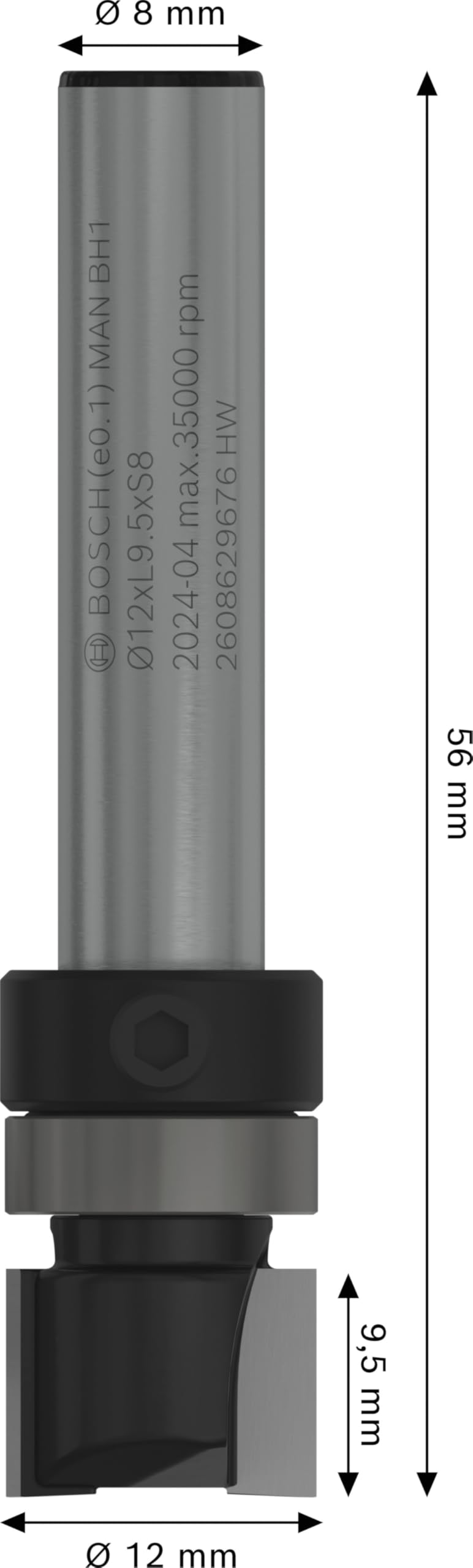 Bosch PRO fraise à araser roulement bois Ø 12,7 mm queue 8 mm