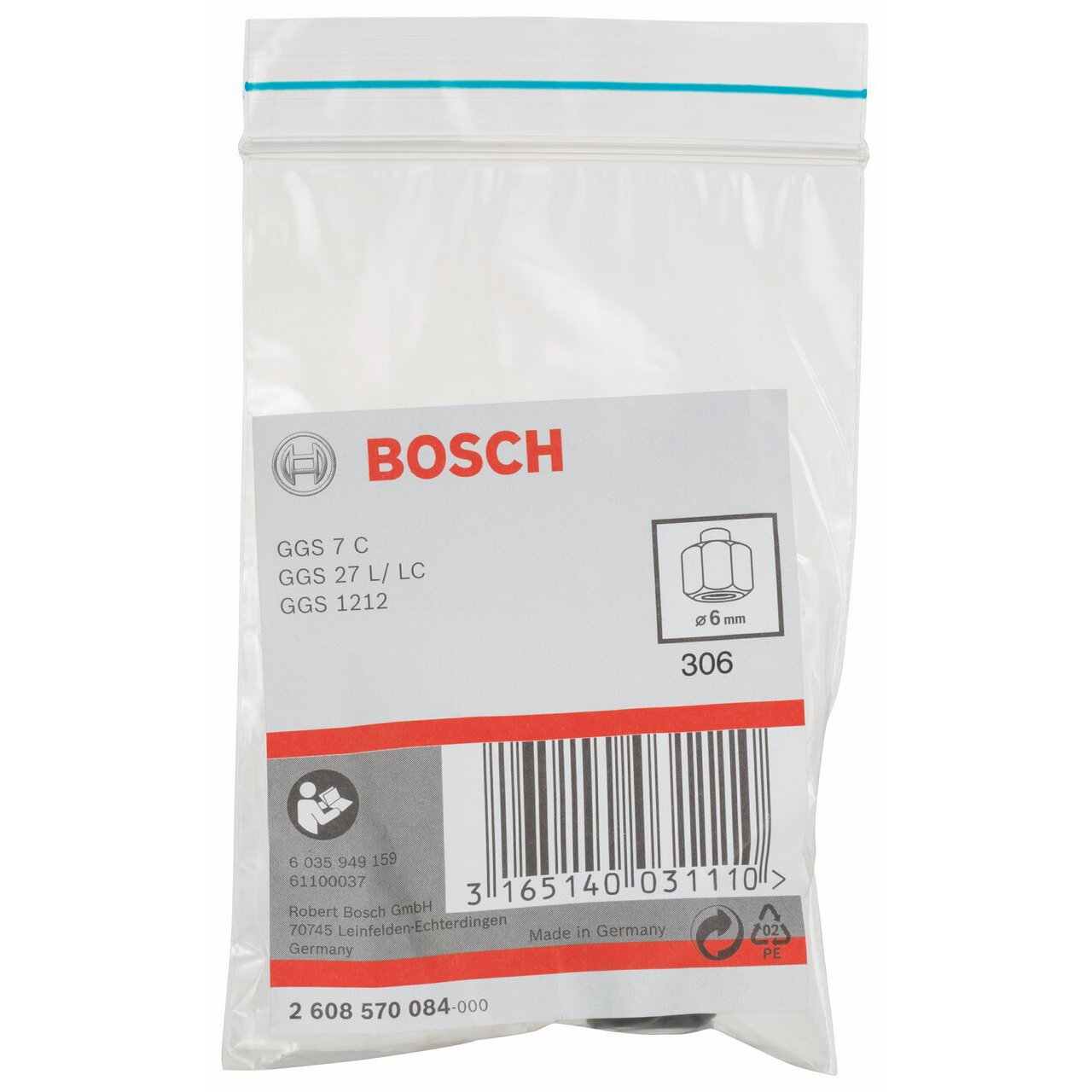 Bosch pince de serrage 6 mm écrou meuleuse droite
