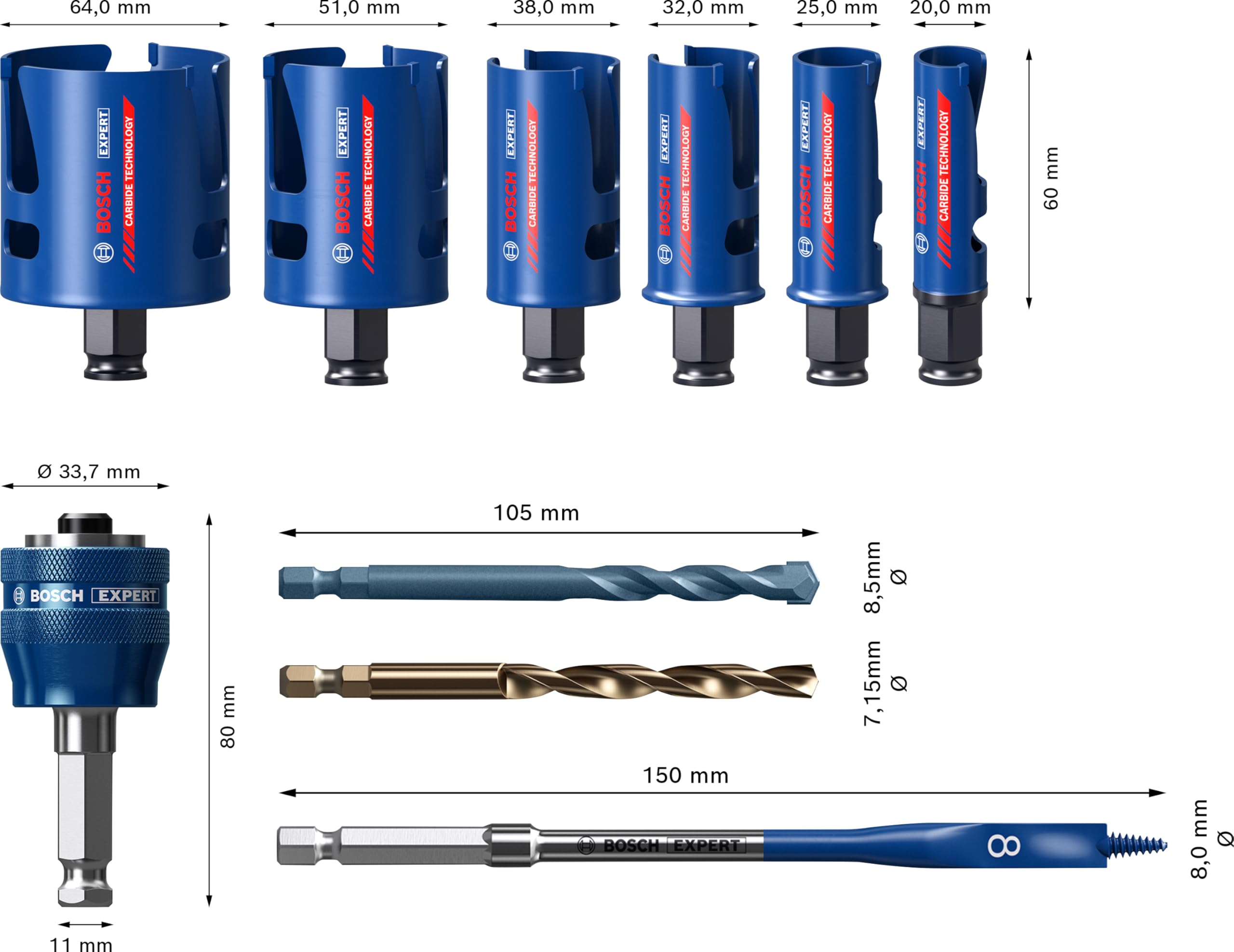 Bosch EXPERT Construction Coffret scies trépans 20-64mm
