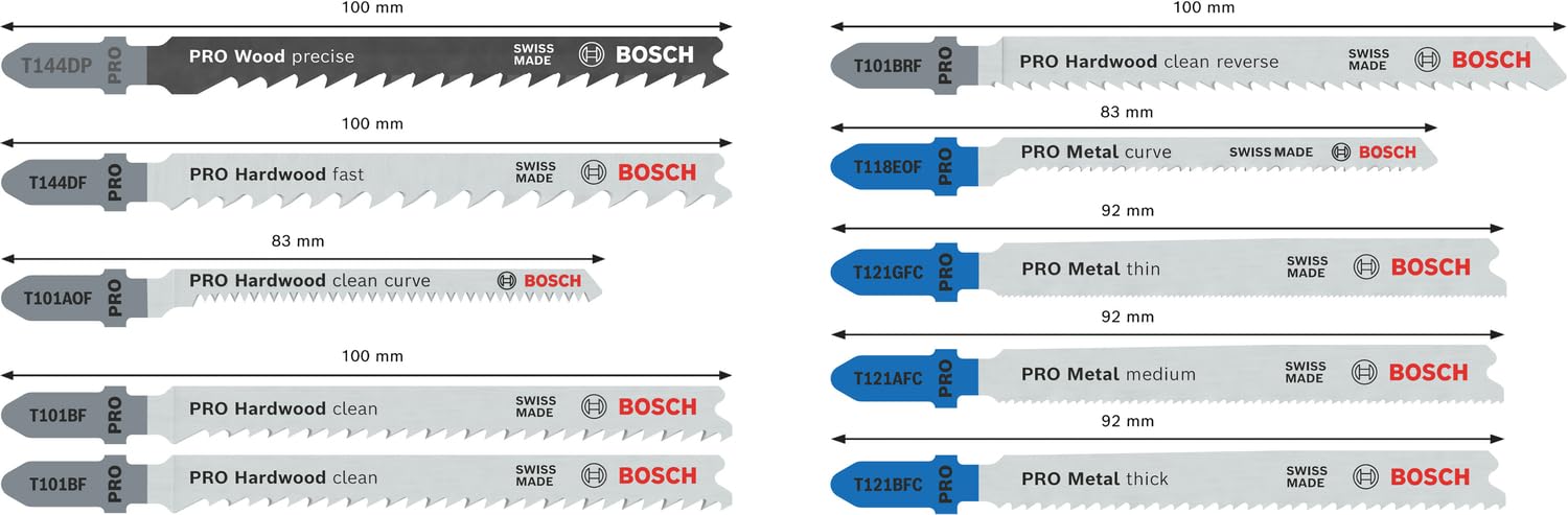 Bosch PRO Wood and Metal lames scie sauteuse 10 pcs T