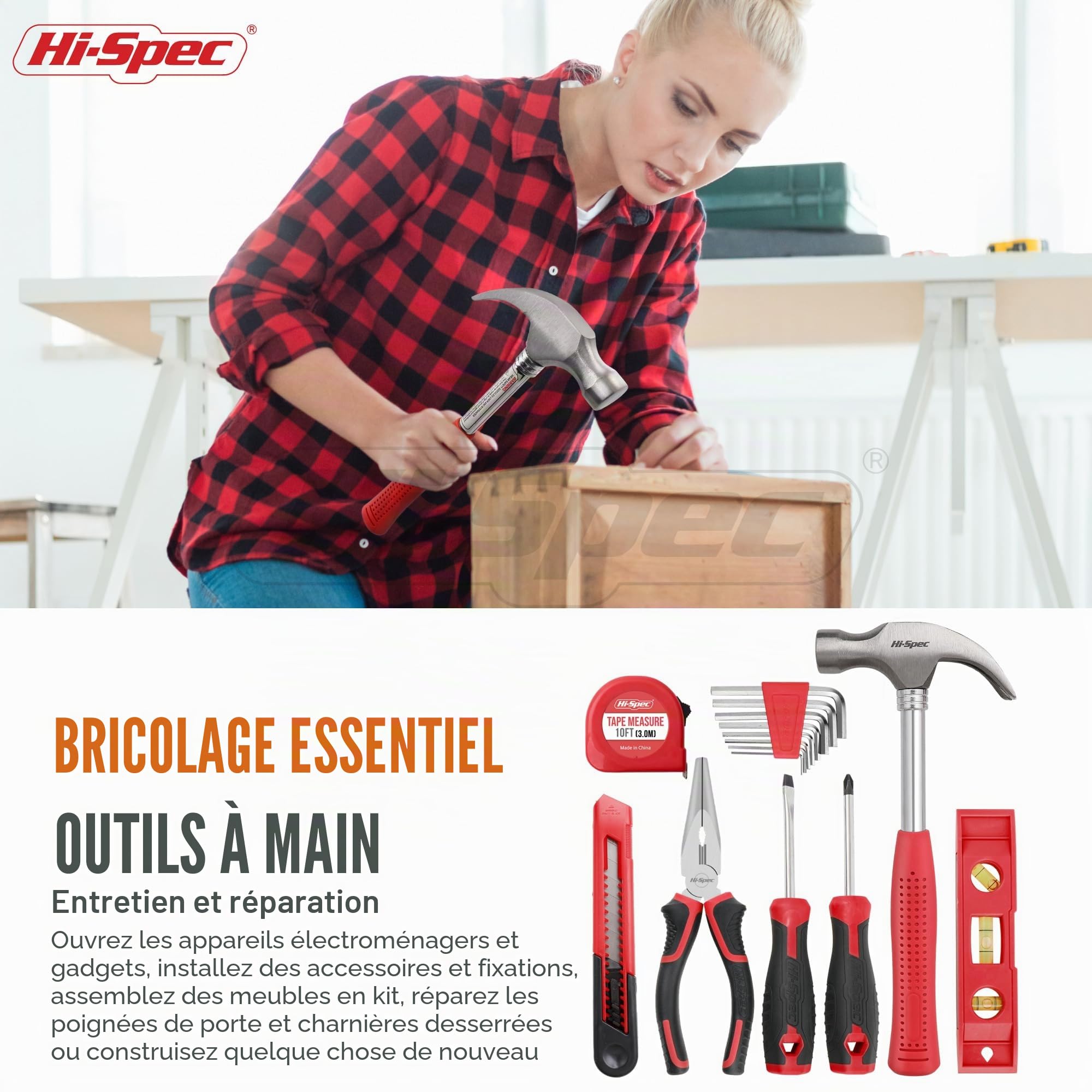 Hi-Spec Drill Drivers perceuse 8V rouge 58 pièces