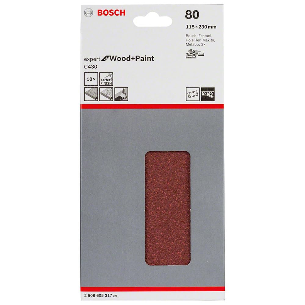 Bosch C430 feuilles abrasives 115x230 grain 80 x10