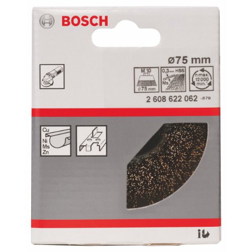 Bosch Brosse boisseau métallique 75 mm M14 fil 0,3 mm
