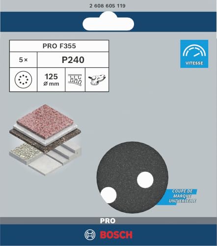 Bosch PRO F355 disque abrasif 125 mm G240 5 pcs pierre