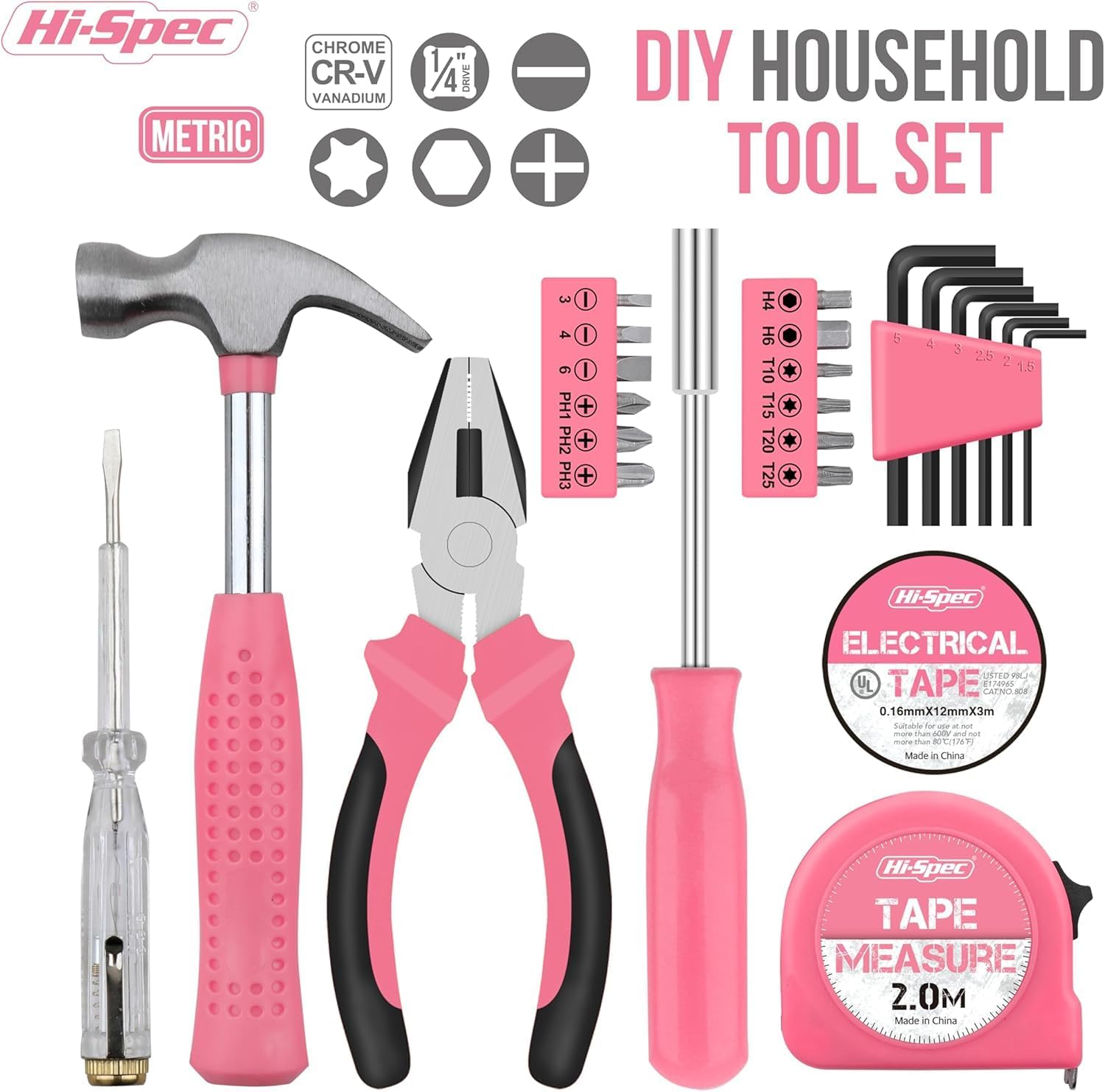 Hi-Spec Tool Kits jaune+rose kit 2x24 pcs maison