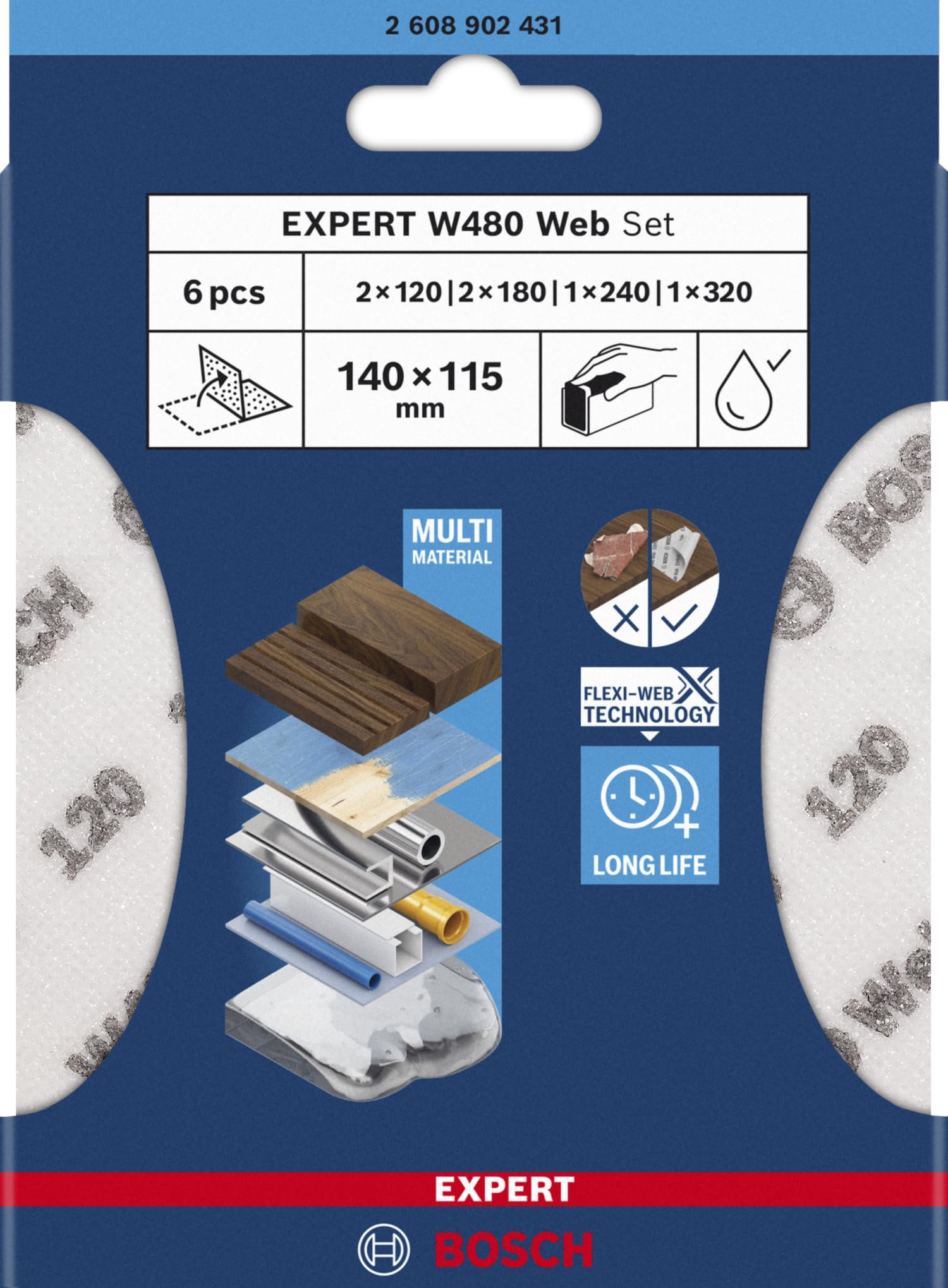 Bosch Expert W480 assortiment 6 feuilles 115x140 mm