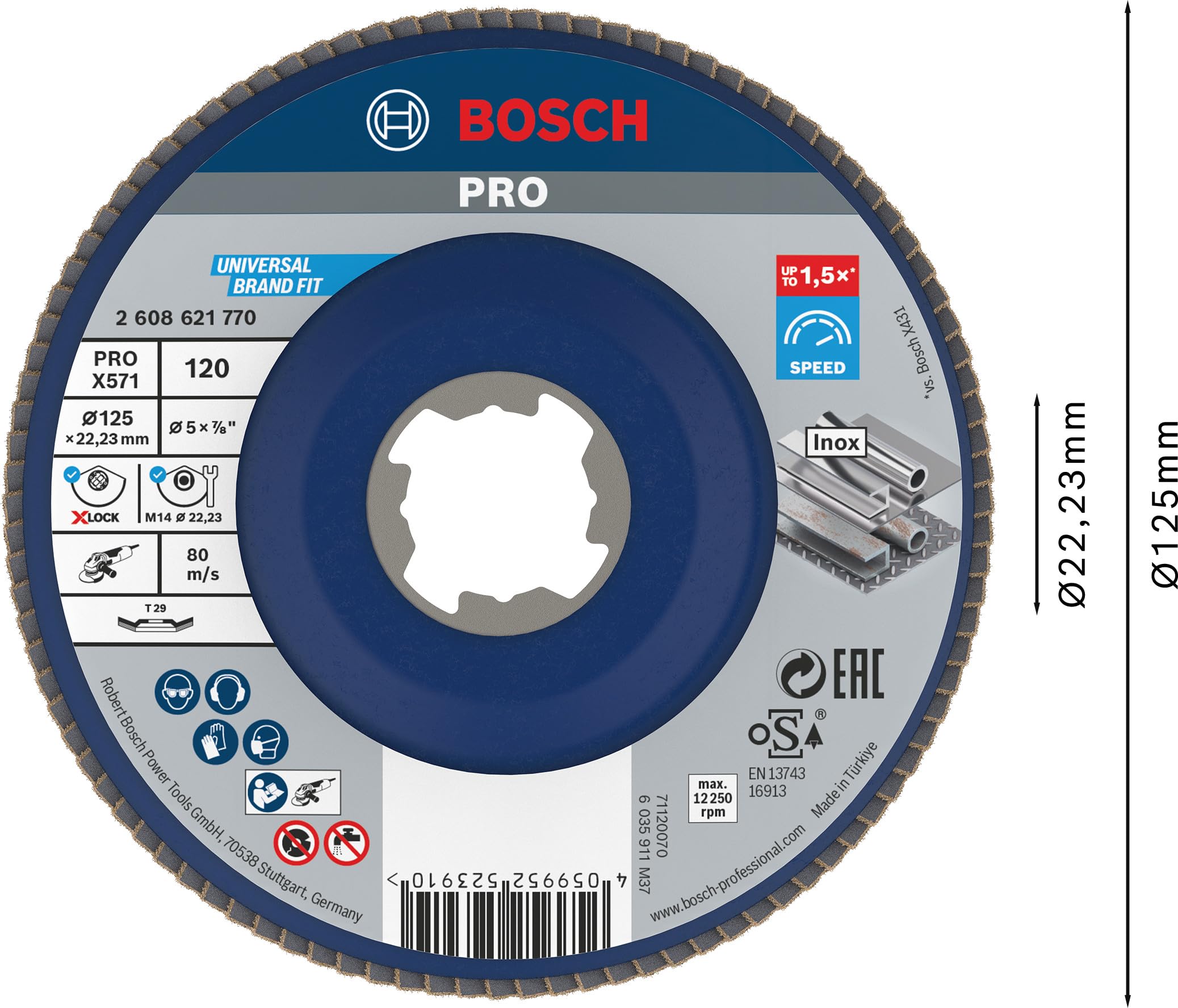 Bosch PRO X571 plateau lamelles 125mm G120 X-Lock